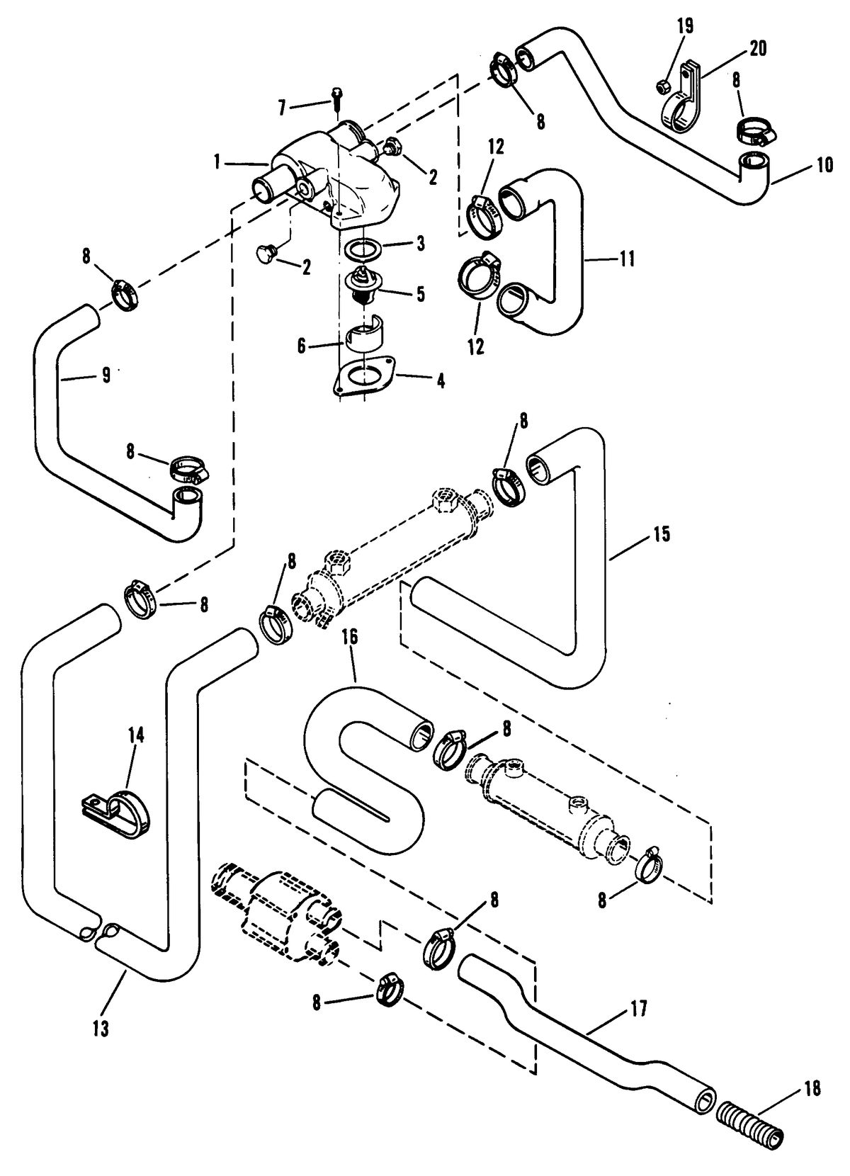 MERCRUISER 454 EFI SKI ENGINE THERMOSTAT HOUSING (STANDARD COOLING)