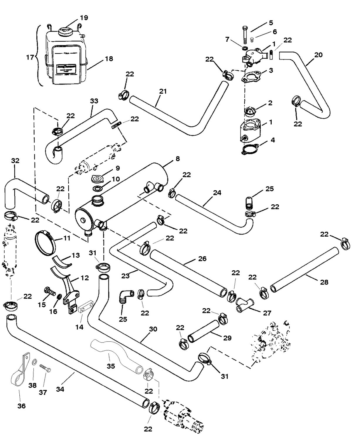 MERCRUISER MIE 7.4L HURTH/BORG WARNER (GEN IV) CLOSED COOLING (HURTH & BORG WARNER 5000)