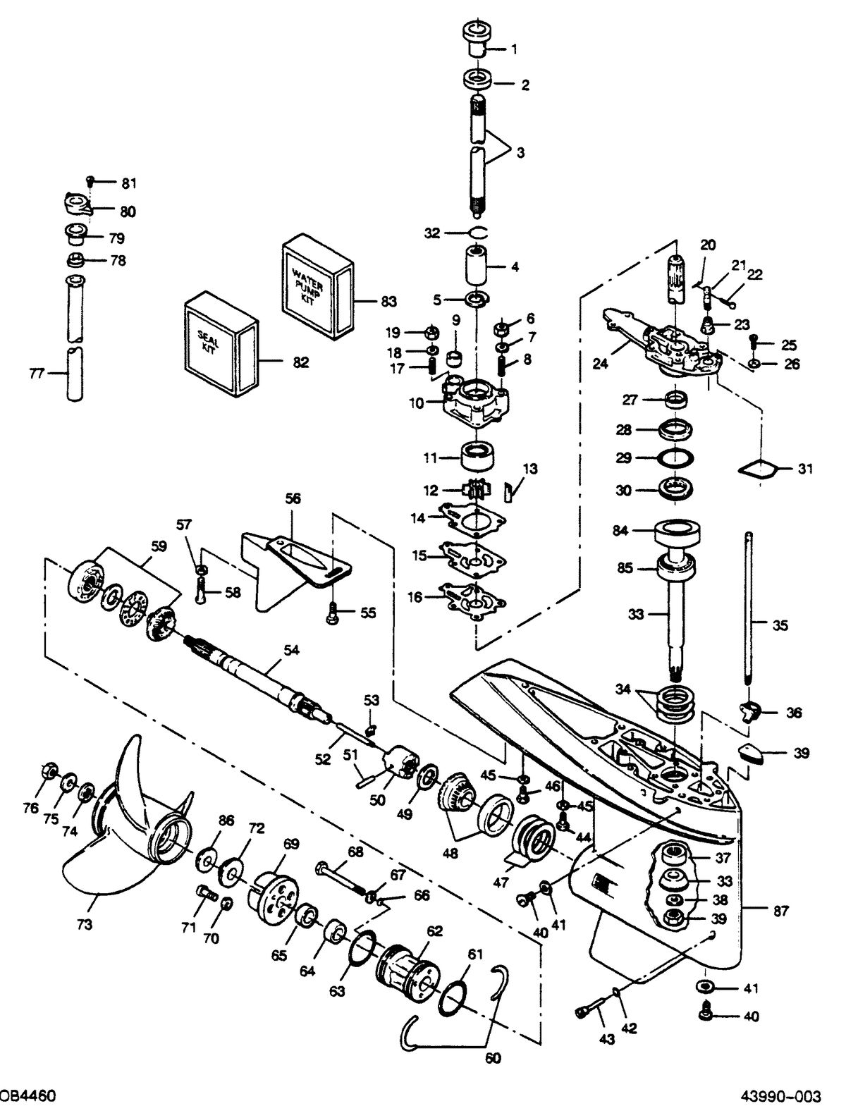 FORCE FORCE 1989 125 HP"E" MODELS GEAR HOUSING