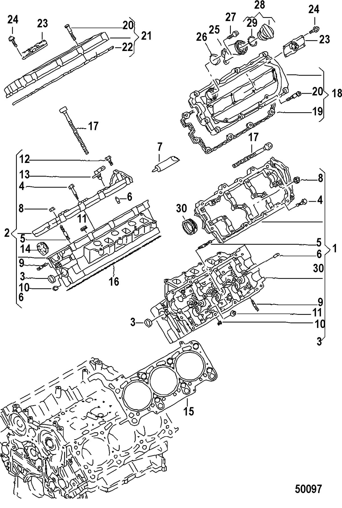 MERCRUISER VW TDI 3.0L CYLINDER HEAD, w/ Cover