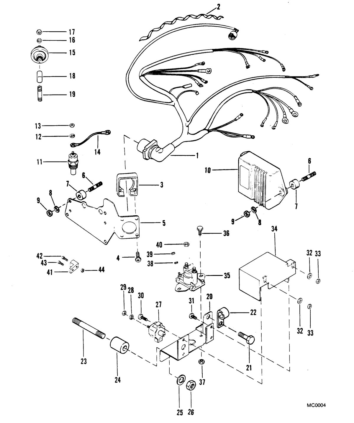 MERCRUISER 300 TEMPEST (MR/TR) ENGINE WIRING HARNESS AND ELECTRICAL COMPONENTS