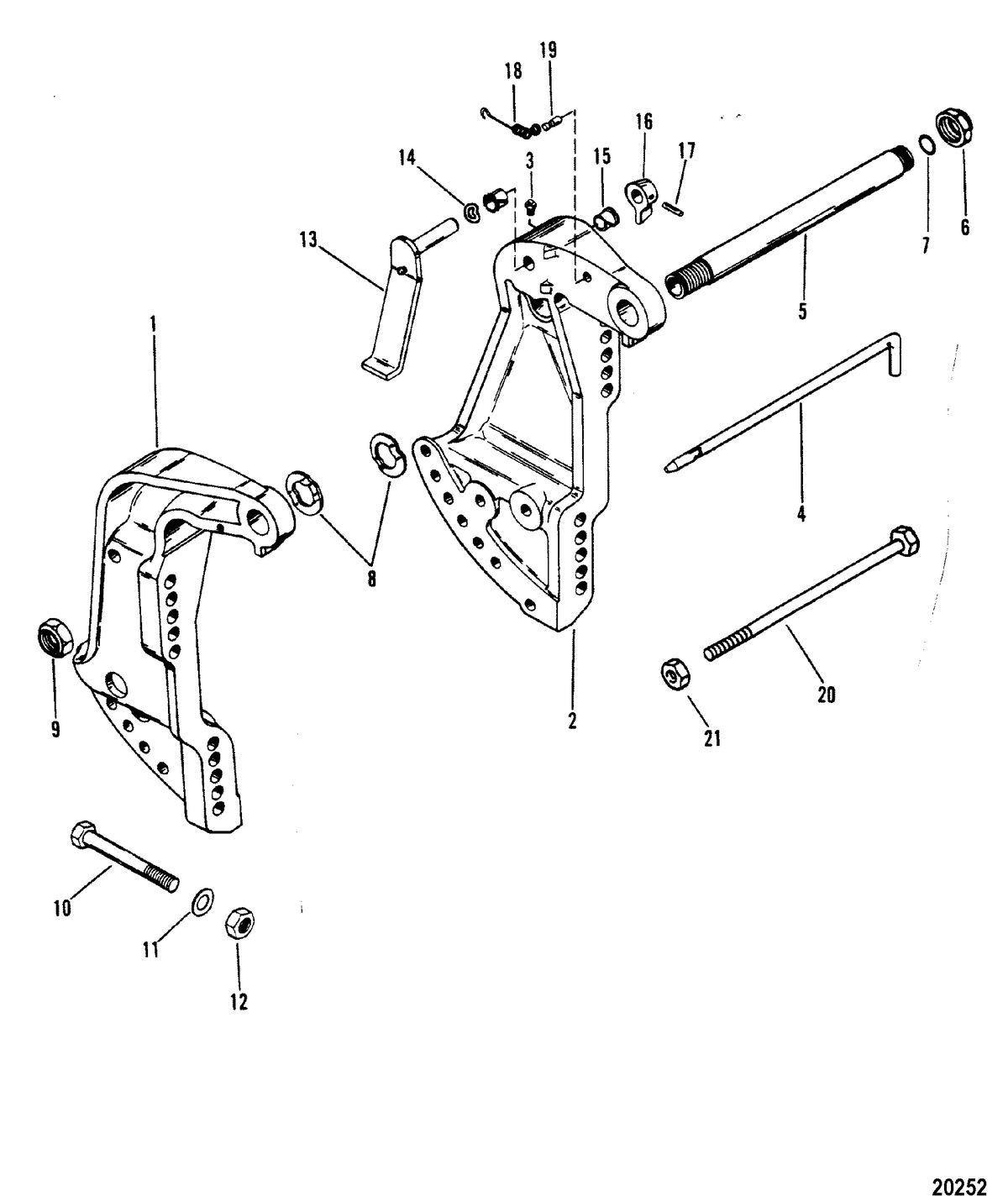 MERCURY/MARINER 150 H.P. XR-2 MARATHON MAGNUM (V-6) (1978-1985 COMBINED BOOK) Transom Brackets(S/N-6616991 and Up)