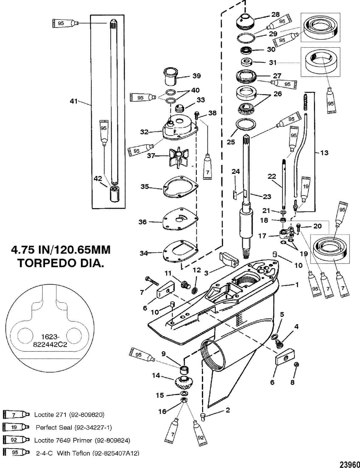 MERCURY/MARINER 225 AND 225 SEAPRO/MARATHON (3.0L CARB) G/HSG, DRIVE-STD/COUNTER-0G437999 AND BELOW-1623-822442C2