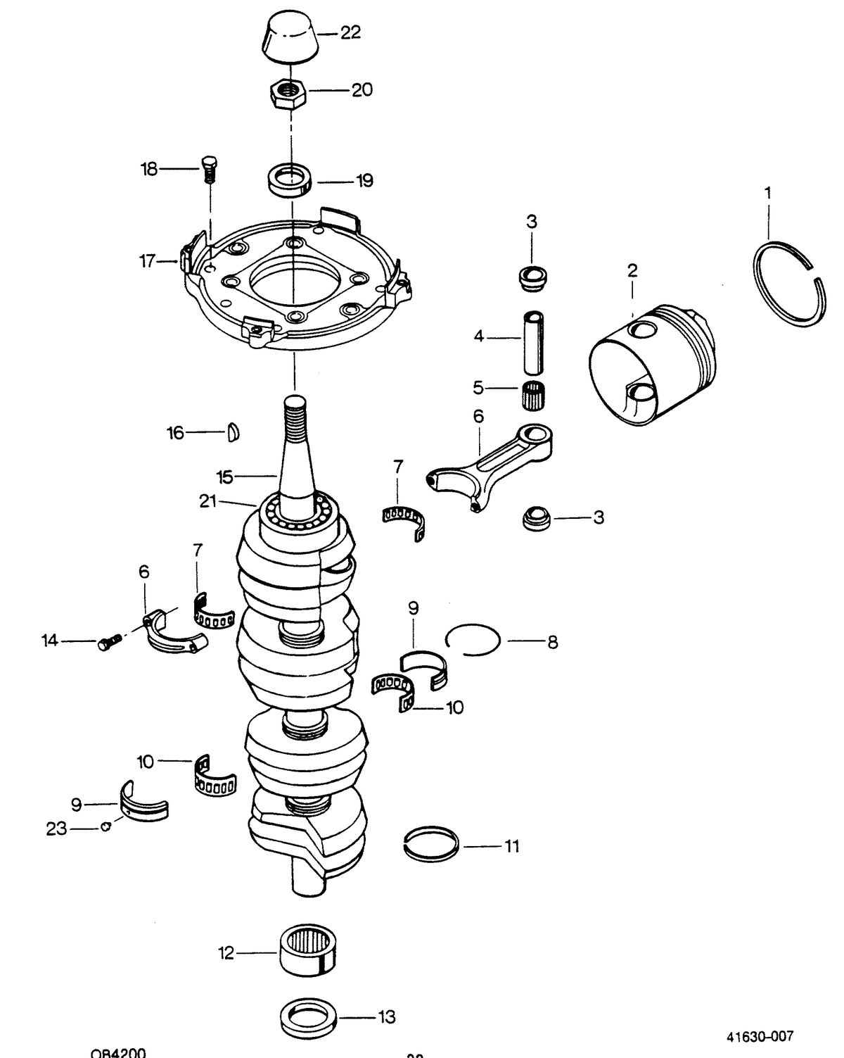 FORCE FORCE 1988 125 HP "C" MODELS CRANKSHAFT AND PISTON