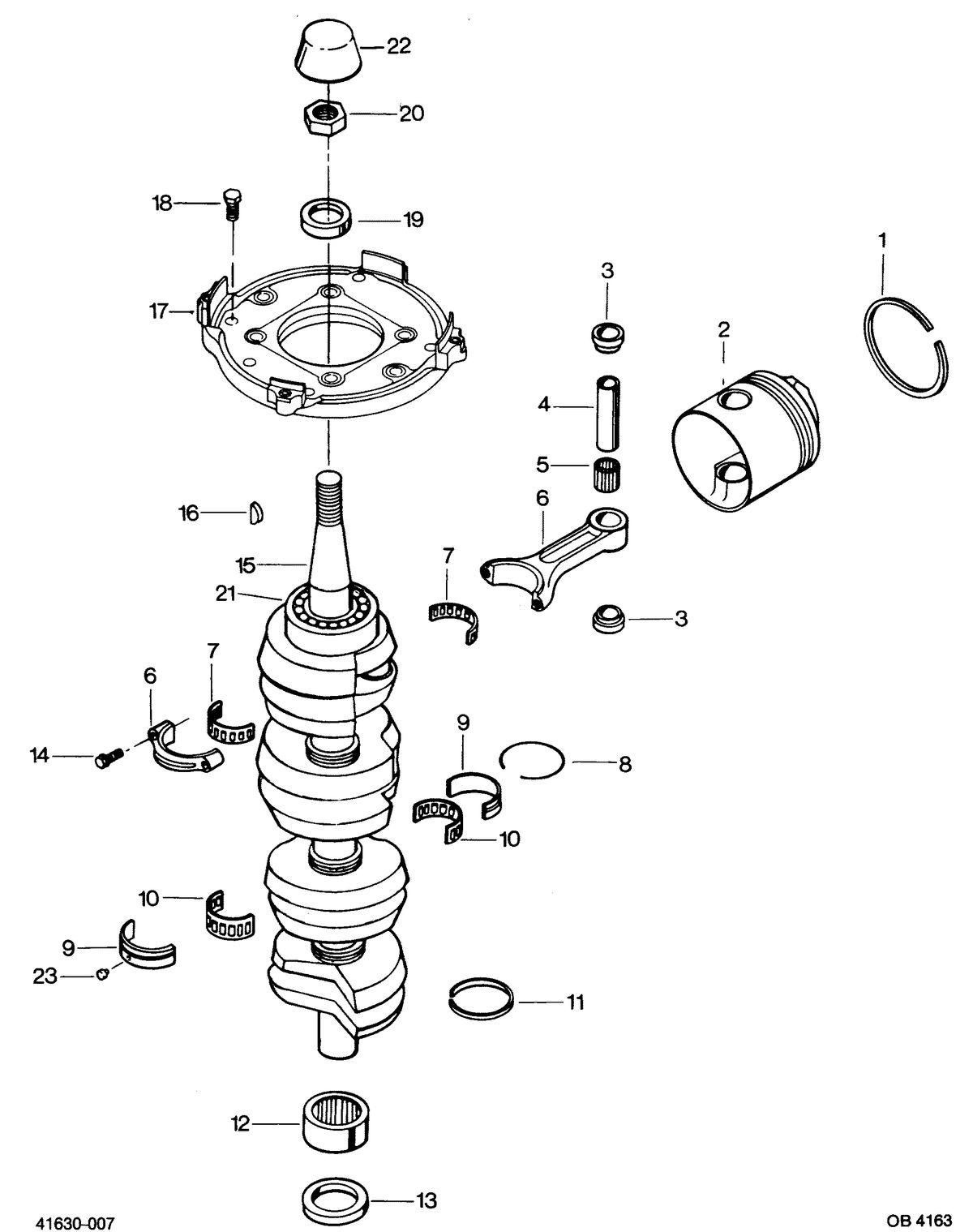 FORCE FORCE 1987 125 H.P. "B" MODELS CRANKSHAFT AND PISTON