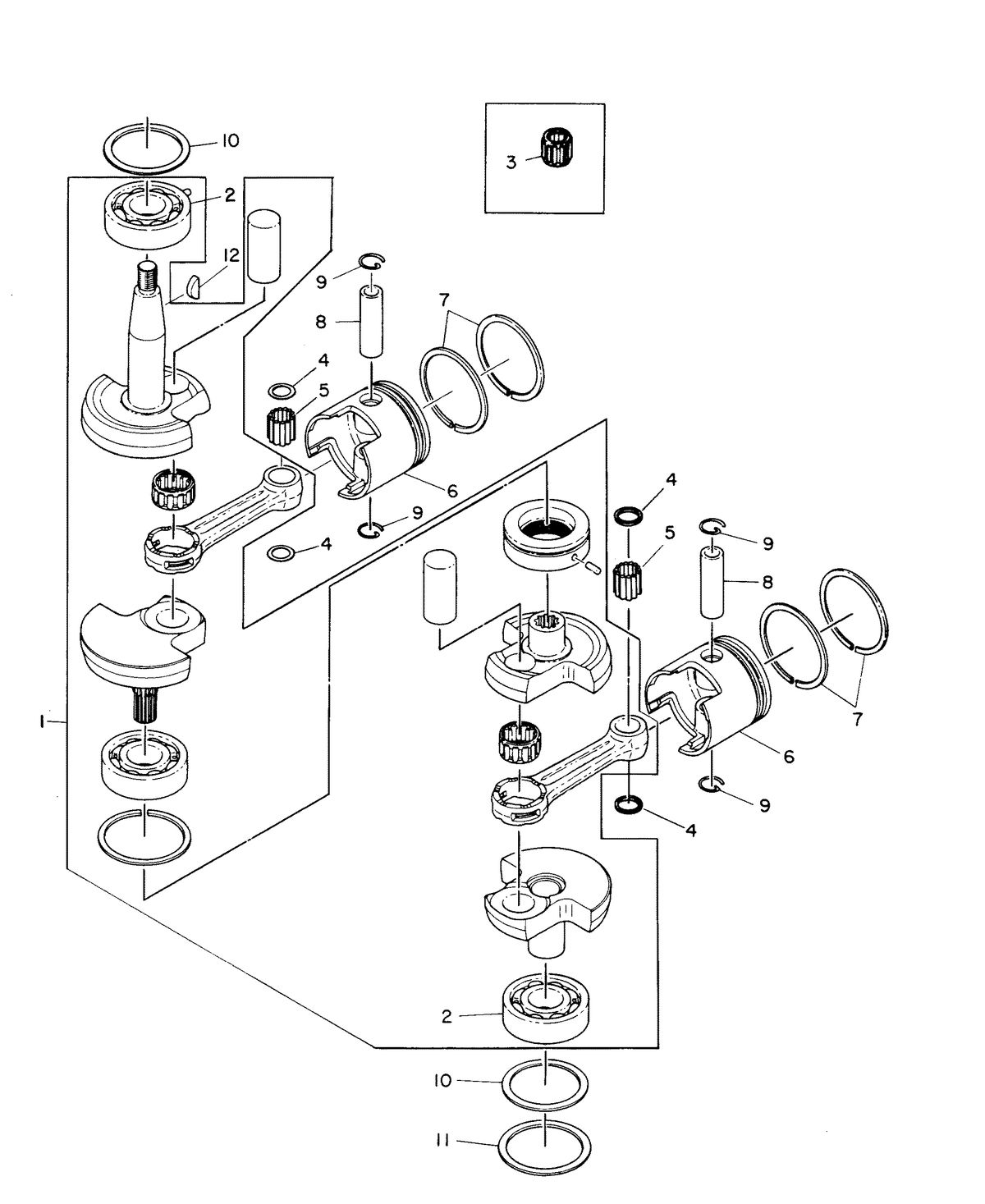 MARINER 8A HORSEPOWER CRANKSHAFT AND PISTON