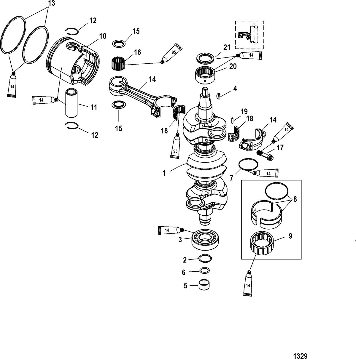 MERCURY/MARINER 75/90/115 DFI Crankshaft, Pistons and Connecting Rods