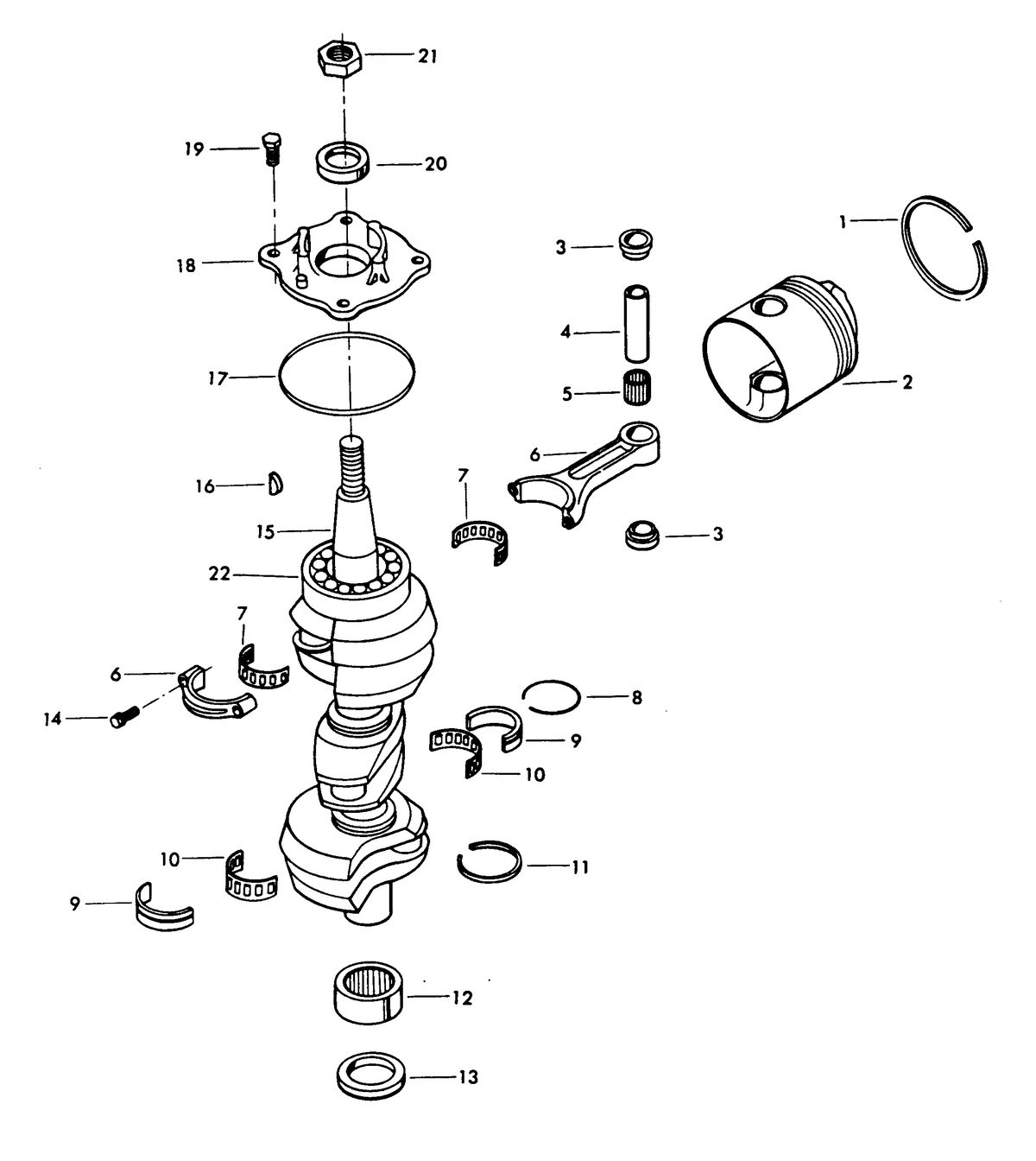 CHRYSLER 70 H.P. SKIER CRANKSHAFT AND PISTON GROUP