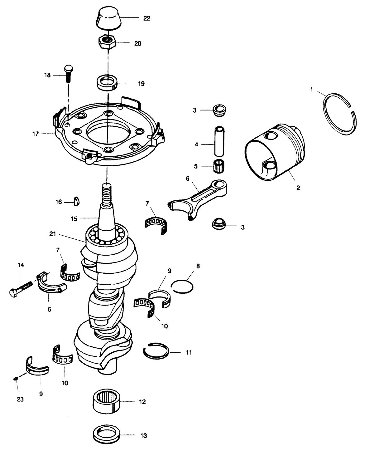 FORCE FORCE 1989 85 H.P. "G" MODELS CRANKSHAFT AND PISTON