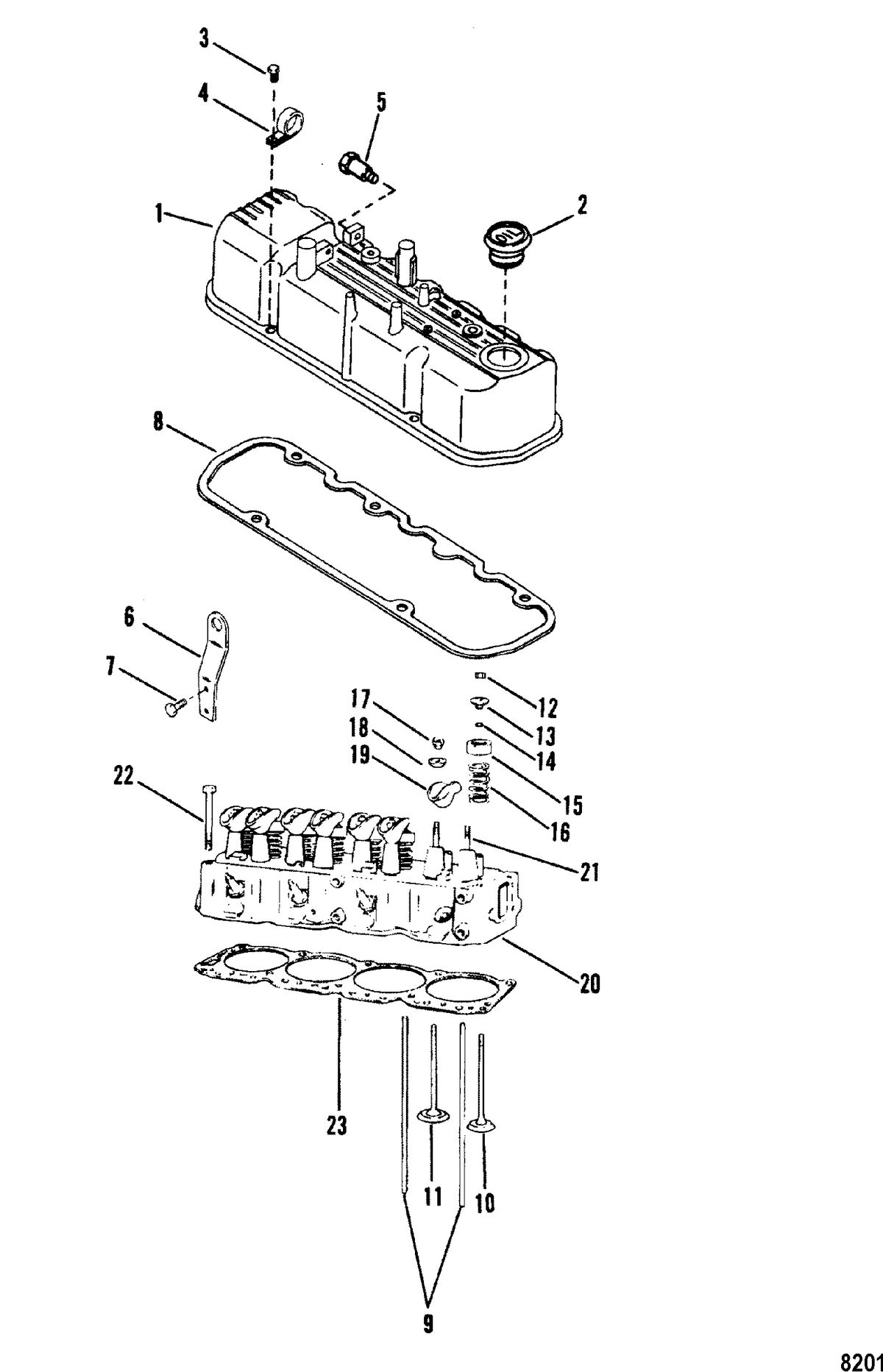 MERCRUISER 3.0L/LX ALPHA ONE Cylinder Head and Rocker Cover