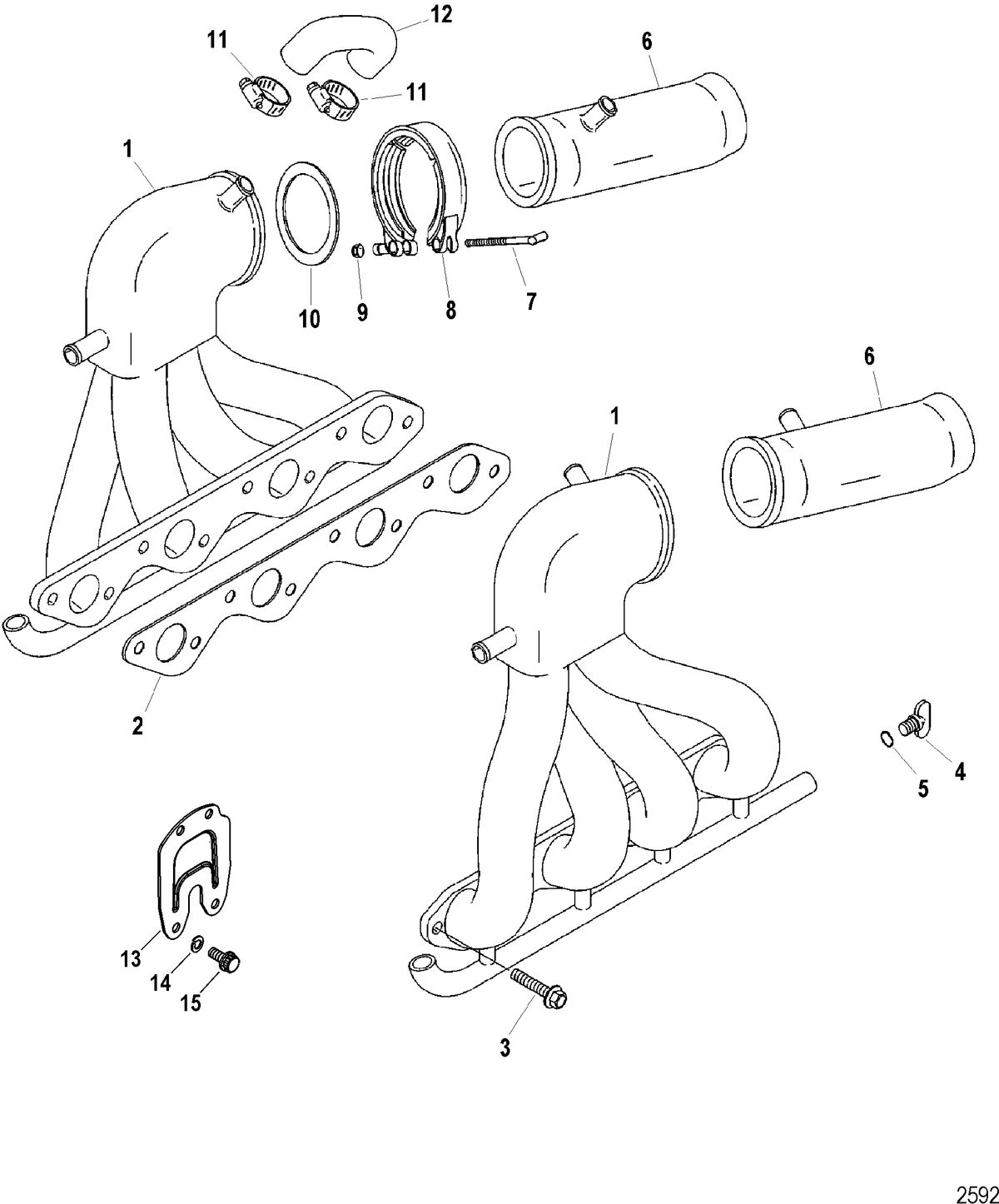 RACE STERNDRIVE 575 SCI Exhaust Header / Tailpipe Assembly