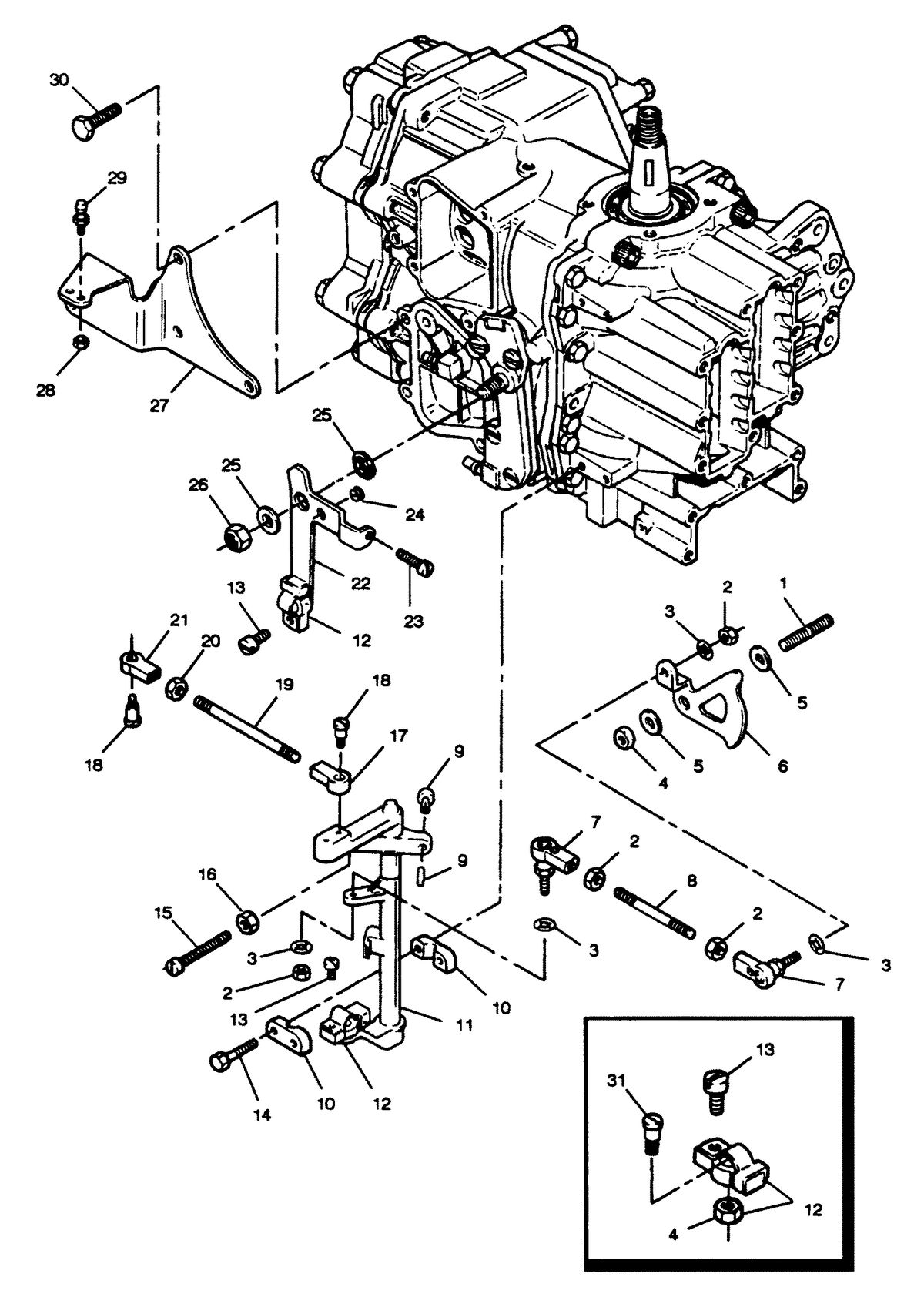 FORCE FORCE 1988 50 H.P. "C" MODELS SHIFT AND THROTTLE LINKAGE