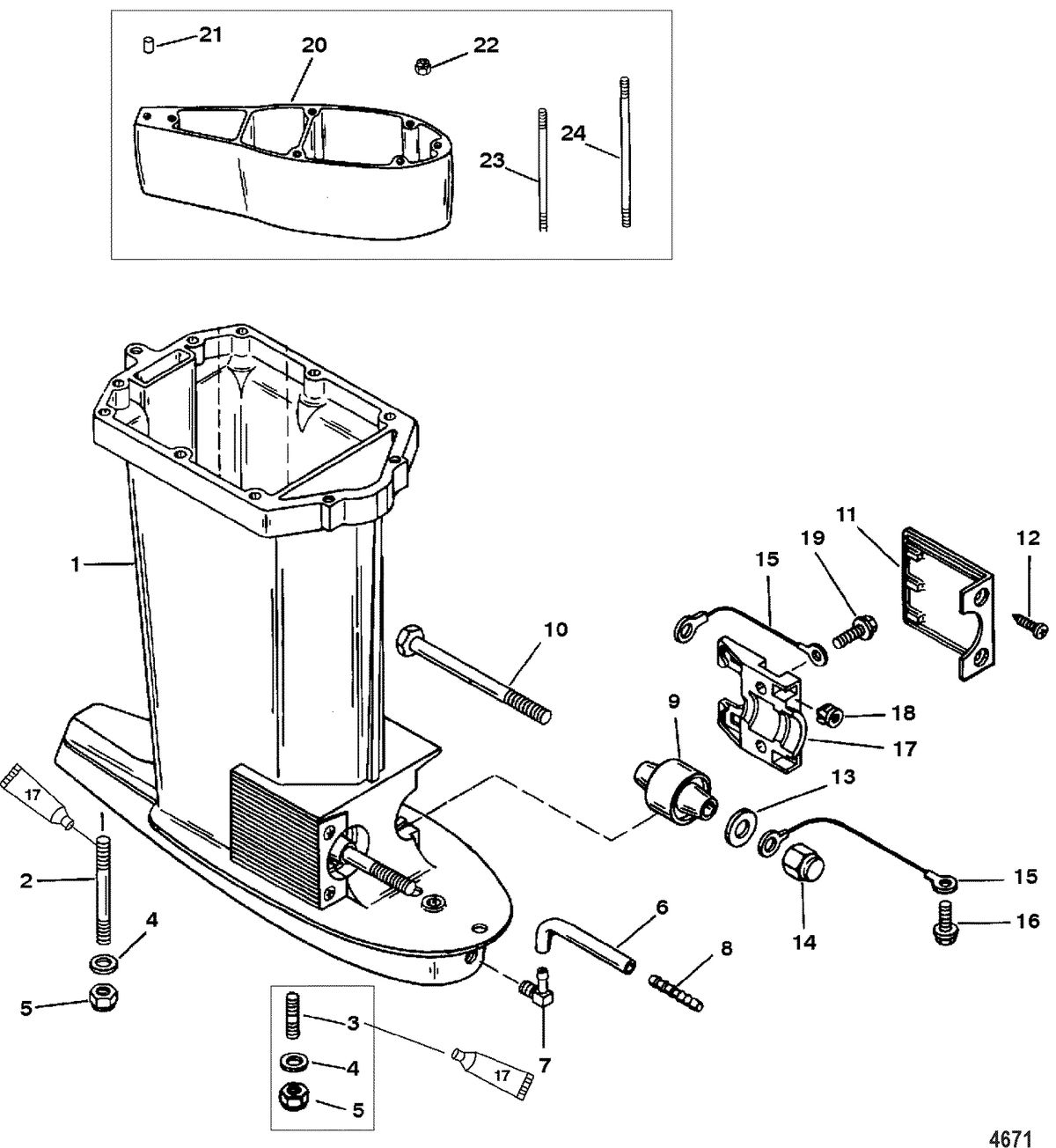 MERCURY/MARINER 75/90 HP 65 JET (3 CYLINDER) Driveshaft Housing(USA-0T800999/BEL-0P267999 and Below)