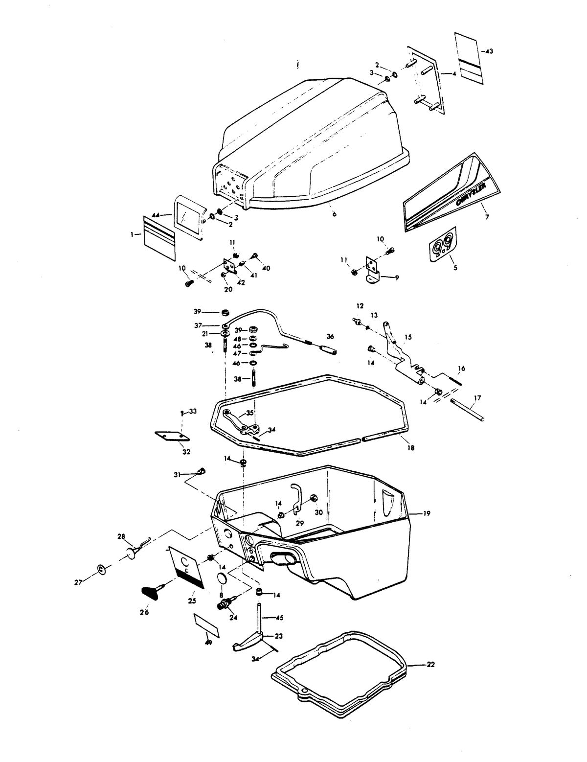 CHRYSLER 9.9 H.P. ENGINE COVER AND SUPPORT PLATE