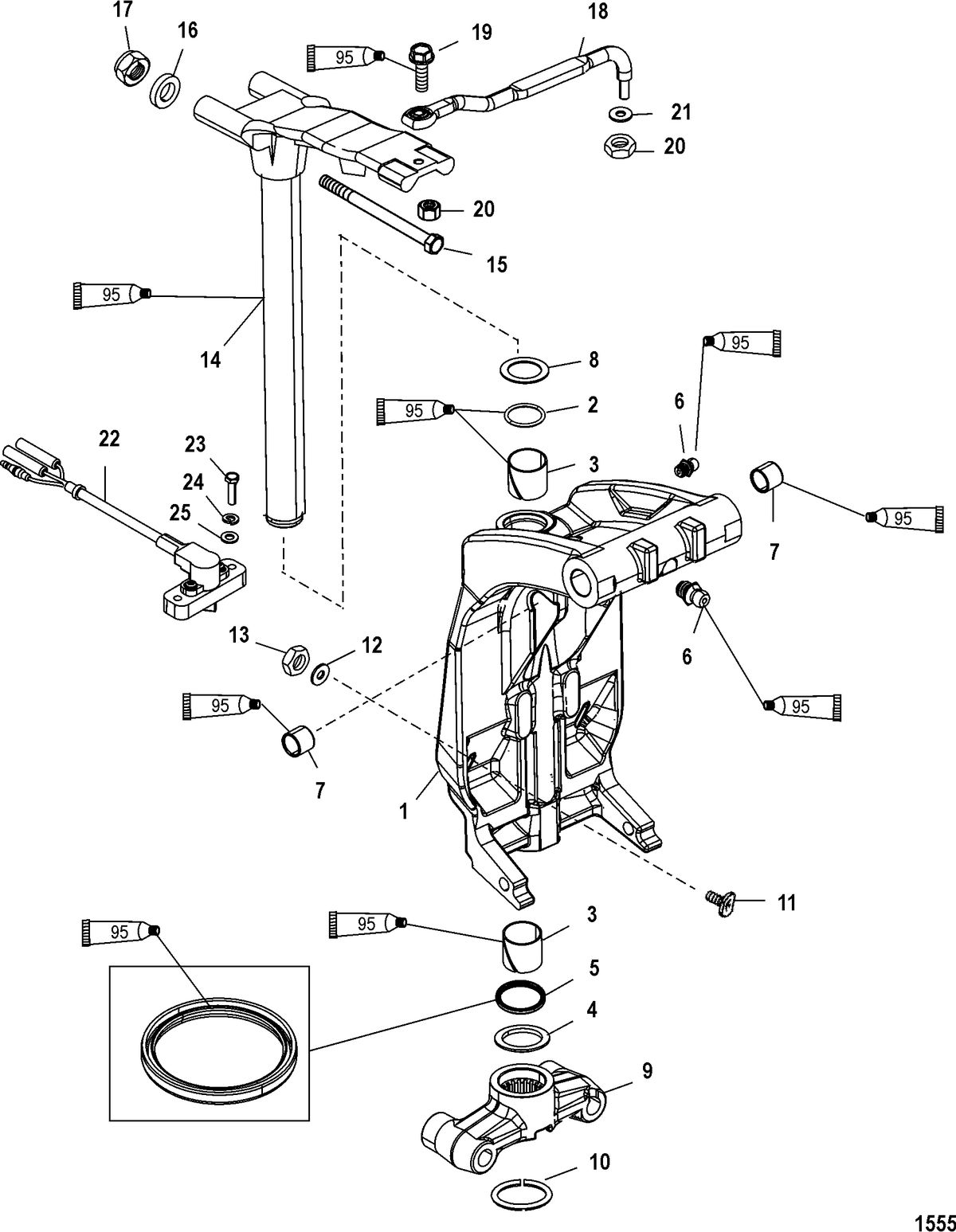 RACE OUTBOARD 300X EFI (3.0L) Swivel Bracket(With Integral Trim)