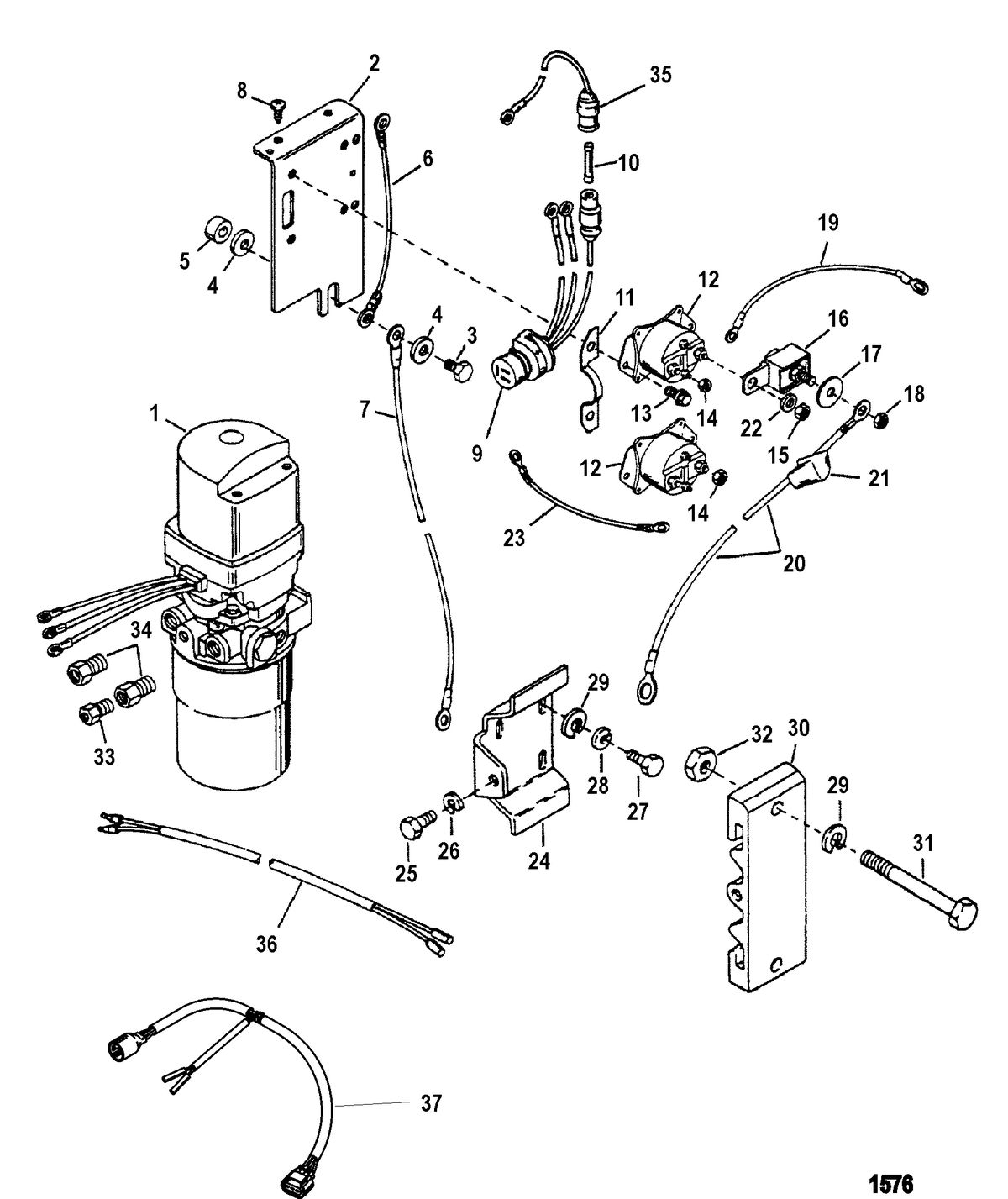 RACE OUTBOARD 250XS DFI (3.0L) Hydraulic Pump and Mounting Brackets