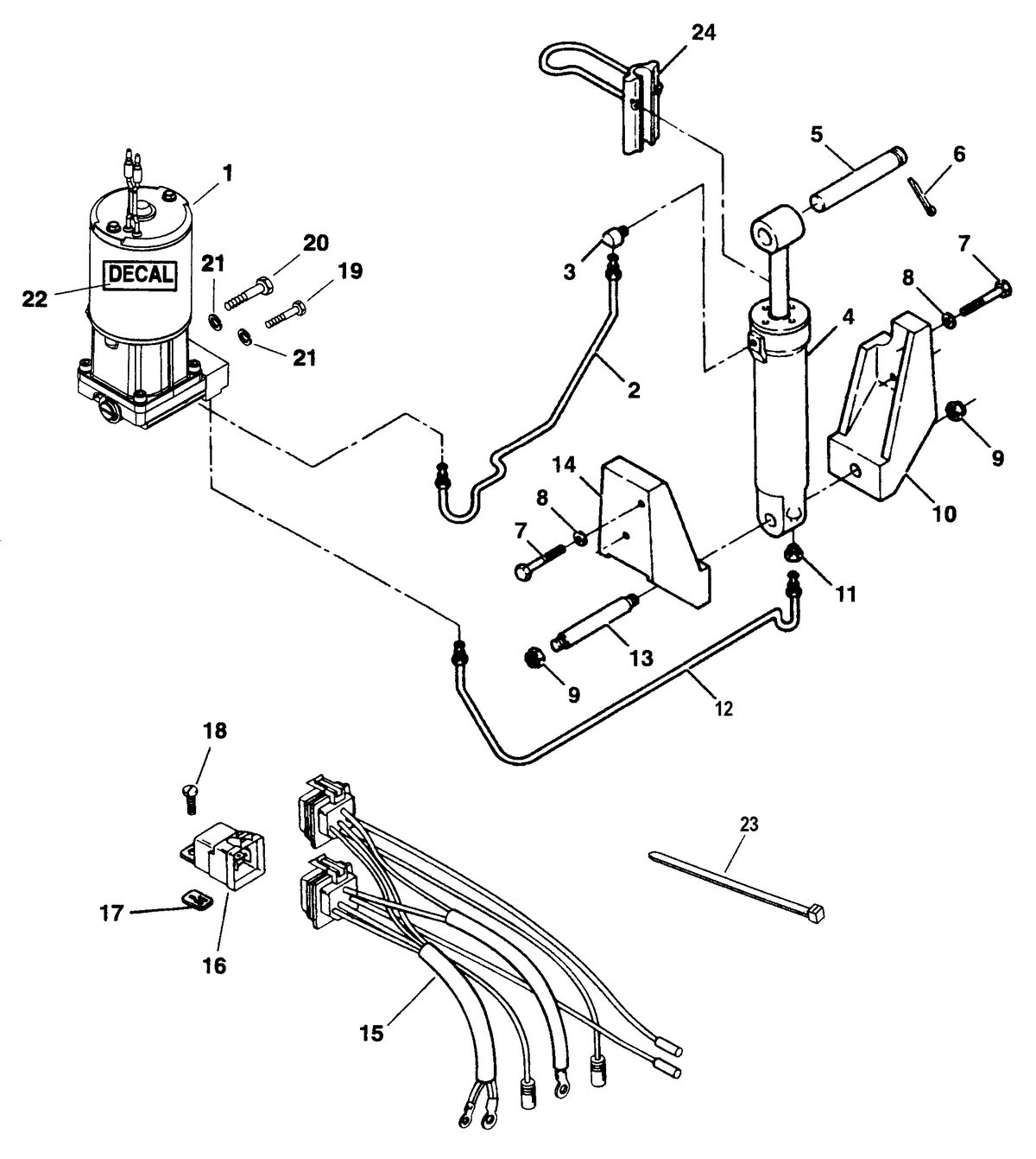 FORCE FORCE TRIM & TILT MODELS 35 THRU 75 HP TRIM & TILT ASSEMBLY (832021A5)
