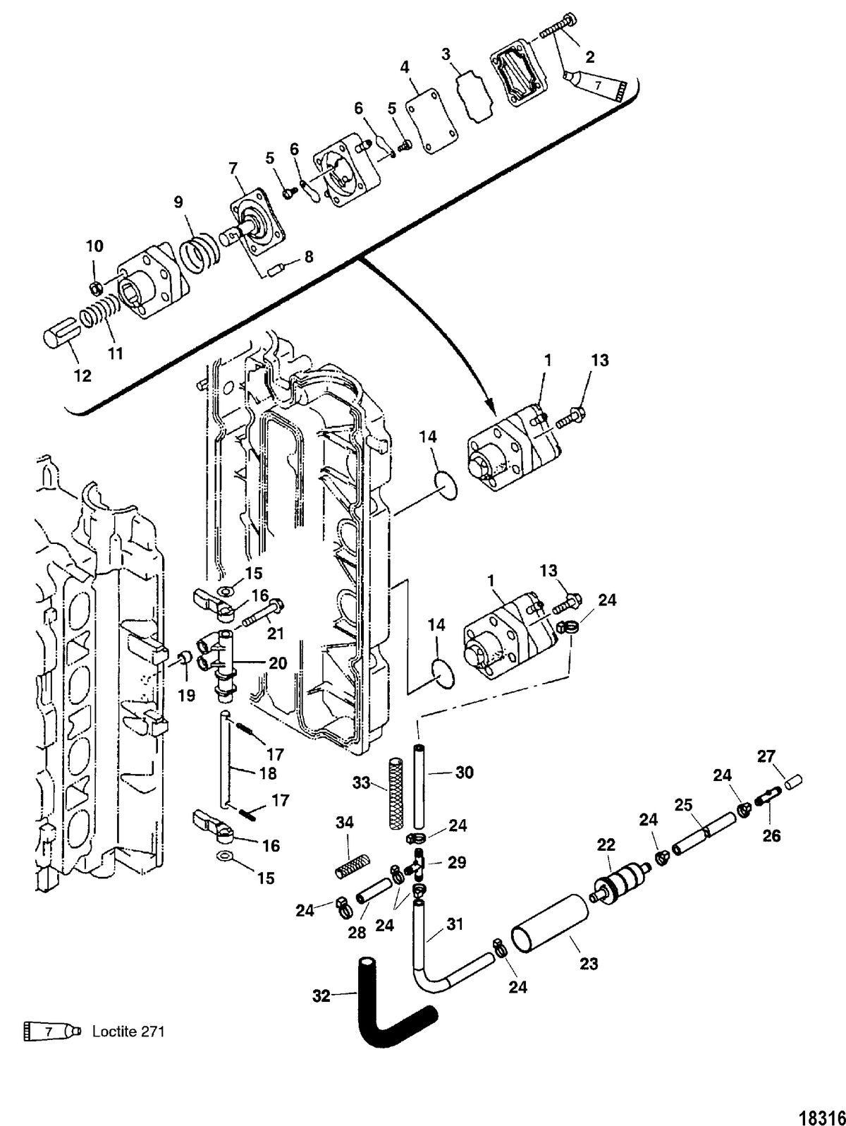 MERCURY/MARINER 75/90 (4-STROKE) Fuel Pump(Serial Number 0T408999 & Below)