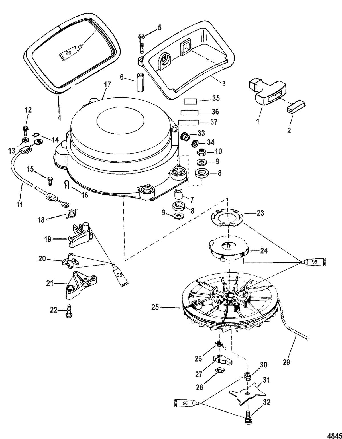 MERCURY/MARINER 55/60 JET 40 (3 CYLINDER) Starter Assembly, Manual