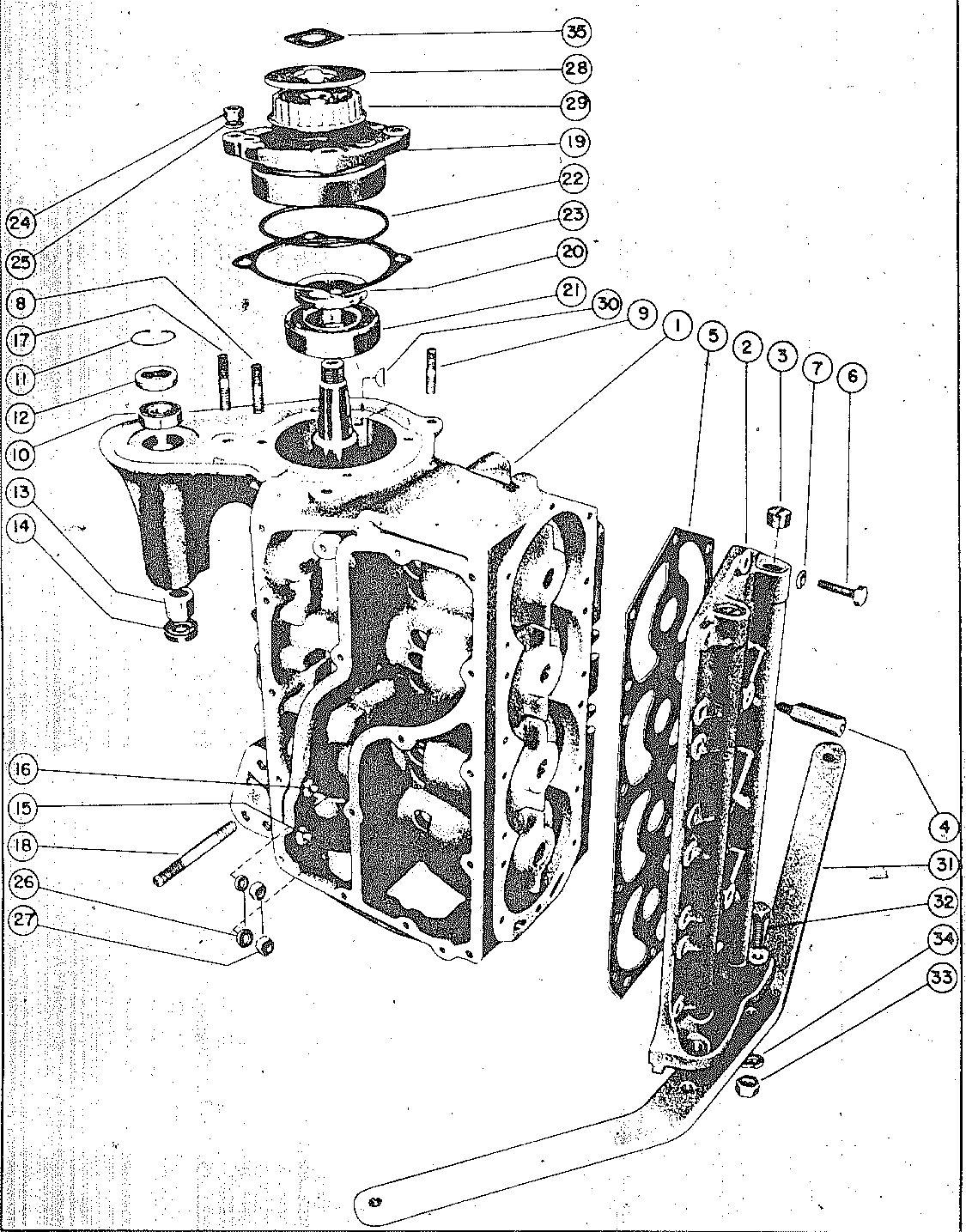 MARK KF9, KG9, MARK 40 CYLINDER BLOCK AND CRANKCASE ASSEMBLY (EXHAUST SIDE)