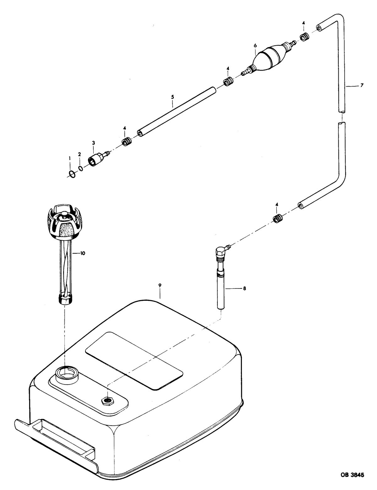CHRYSLER 25 H.P. FUEL TANK AND LINE