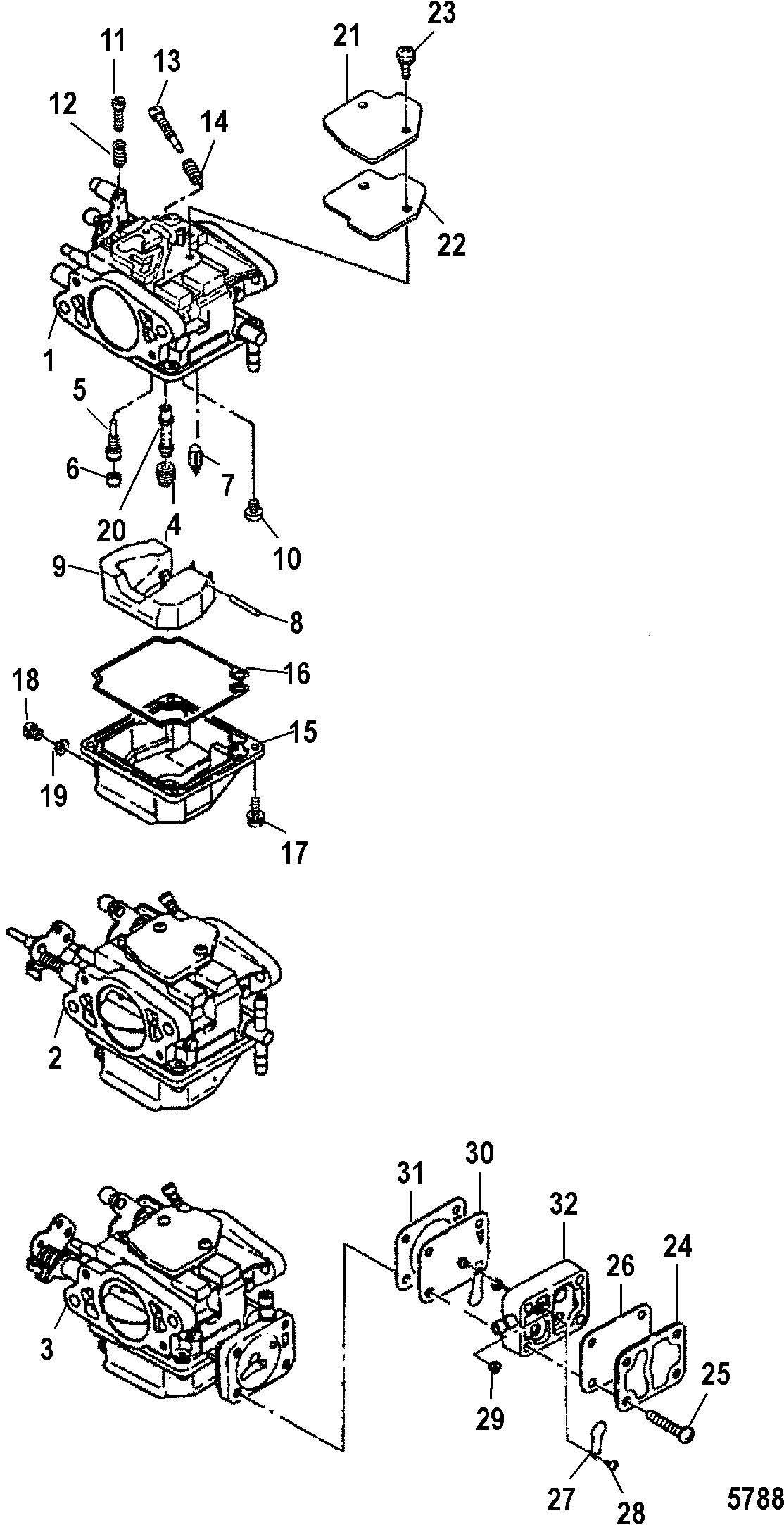 MERCURY/MARINER 40 LIGHTNING/40 LIGHTNING XR40 SEAPRO/MARATHON/50 INTERNATIONAL Carburetor