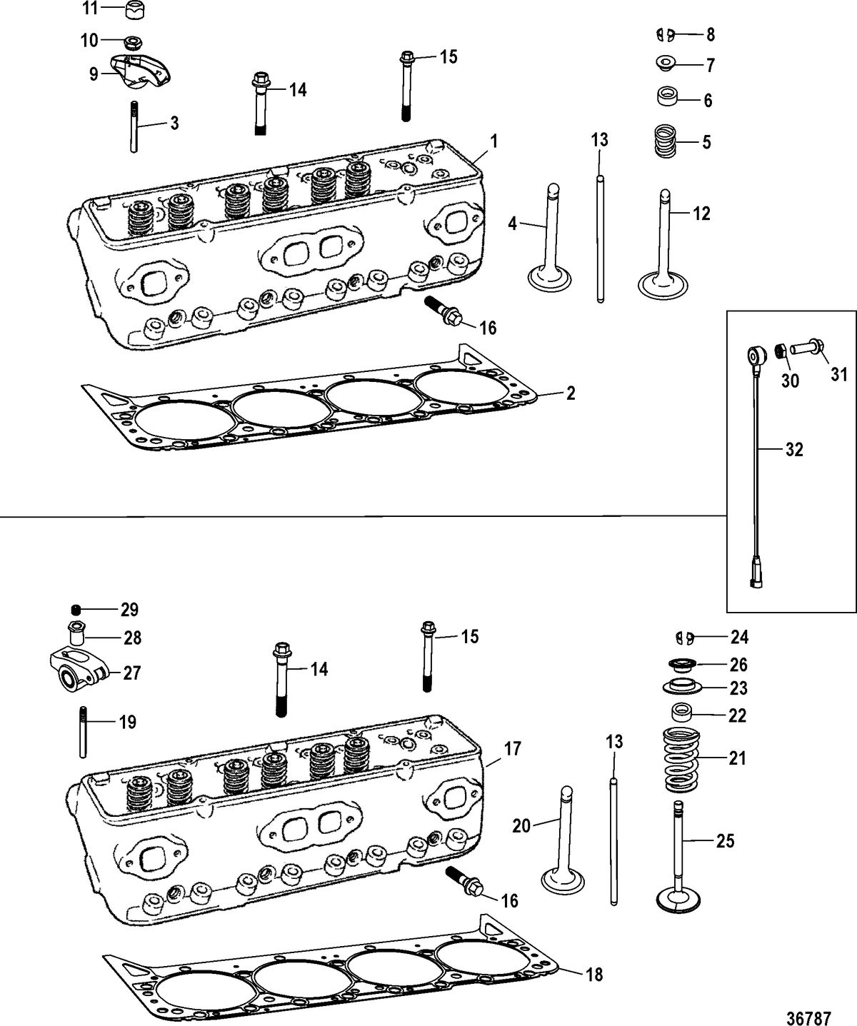 MERCRUISER SCORPION 350 EC / 377 HO EC Cylinder Head Assembly