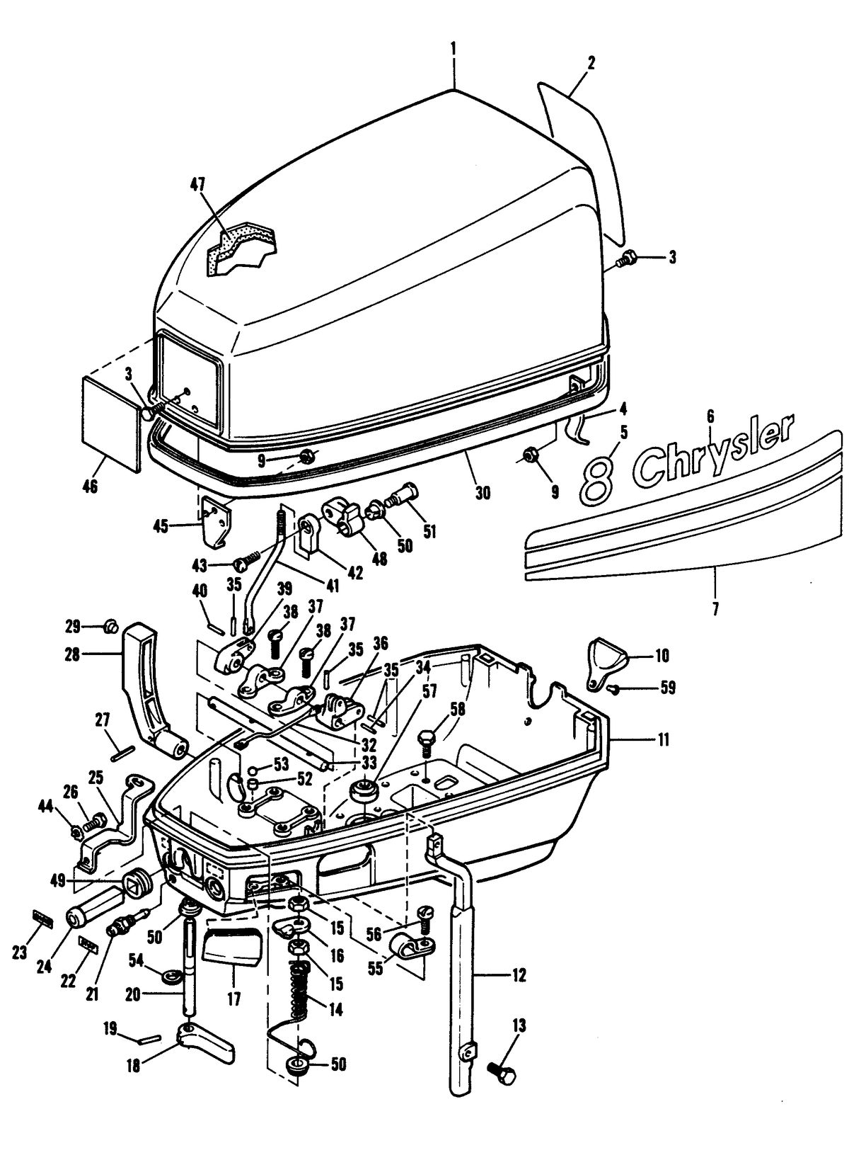 CHRYSLER 8 H.P. ENGINE COVER AND SUPPORT PLATE