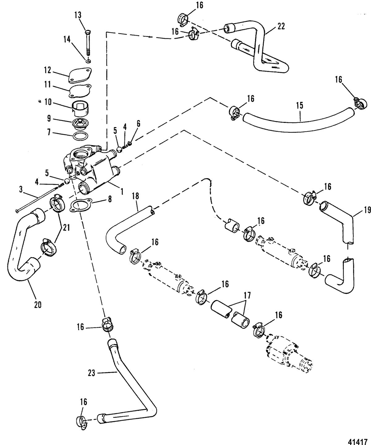 MERCRUISER 7.4L TRANSMISSION W/HURTH (G.M.) Thermostat Housing(Standard Cooling)