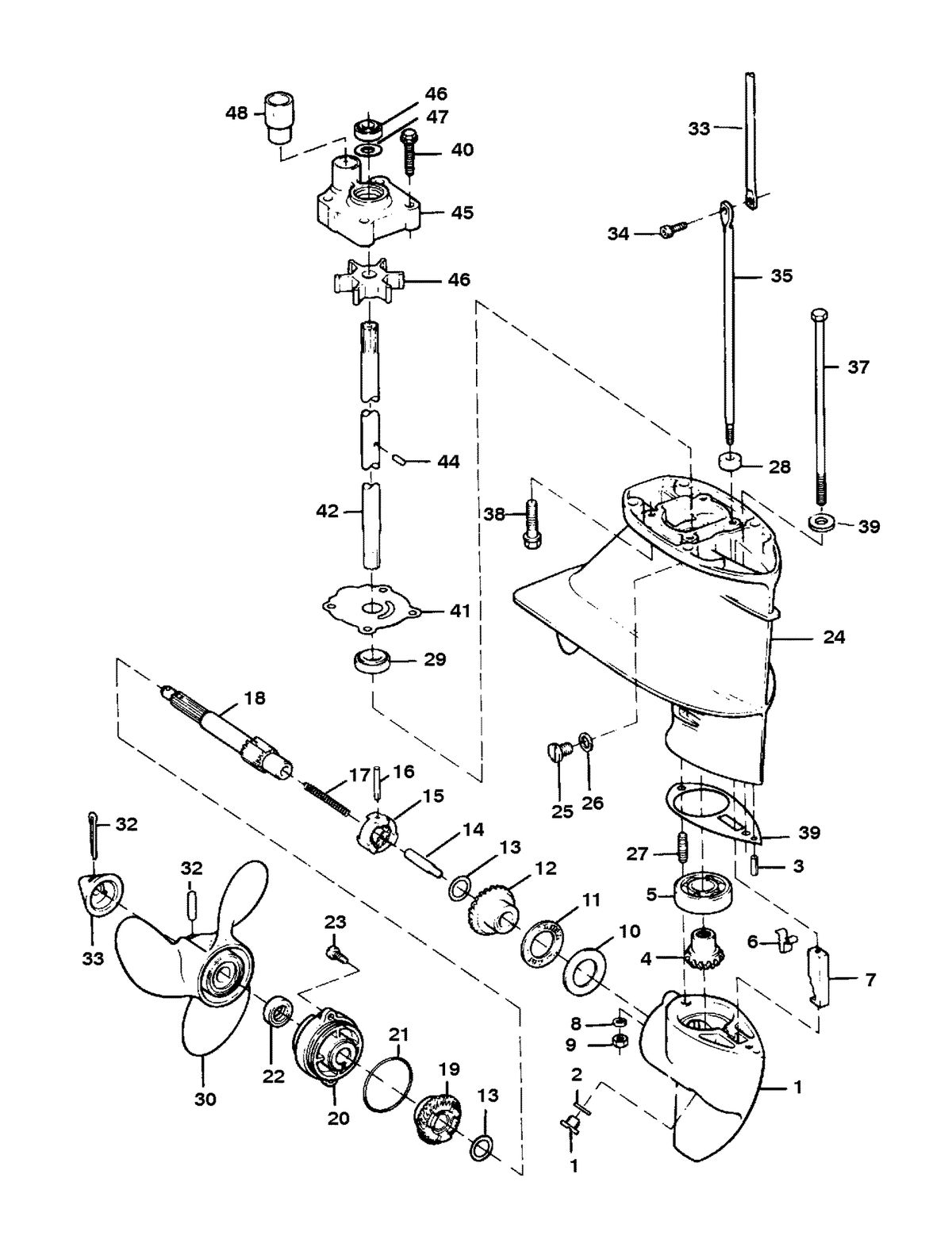 SEARS 15 H.P (OB MOTOR) W/6 GAL. REMOTE TANK GEAR HOUSING
