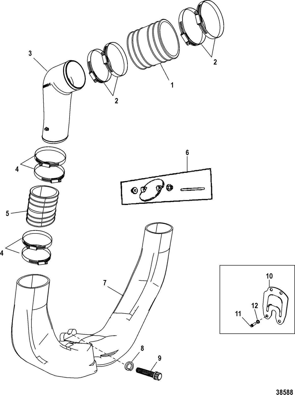 MERCRUISER 200/5.0L/LX 260/5.7L 350 MAG ALPHA/BRAVO EXHAUST SYSTEM