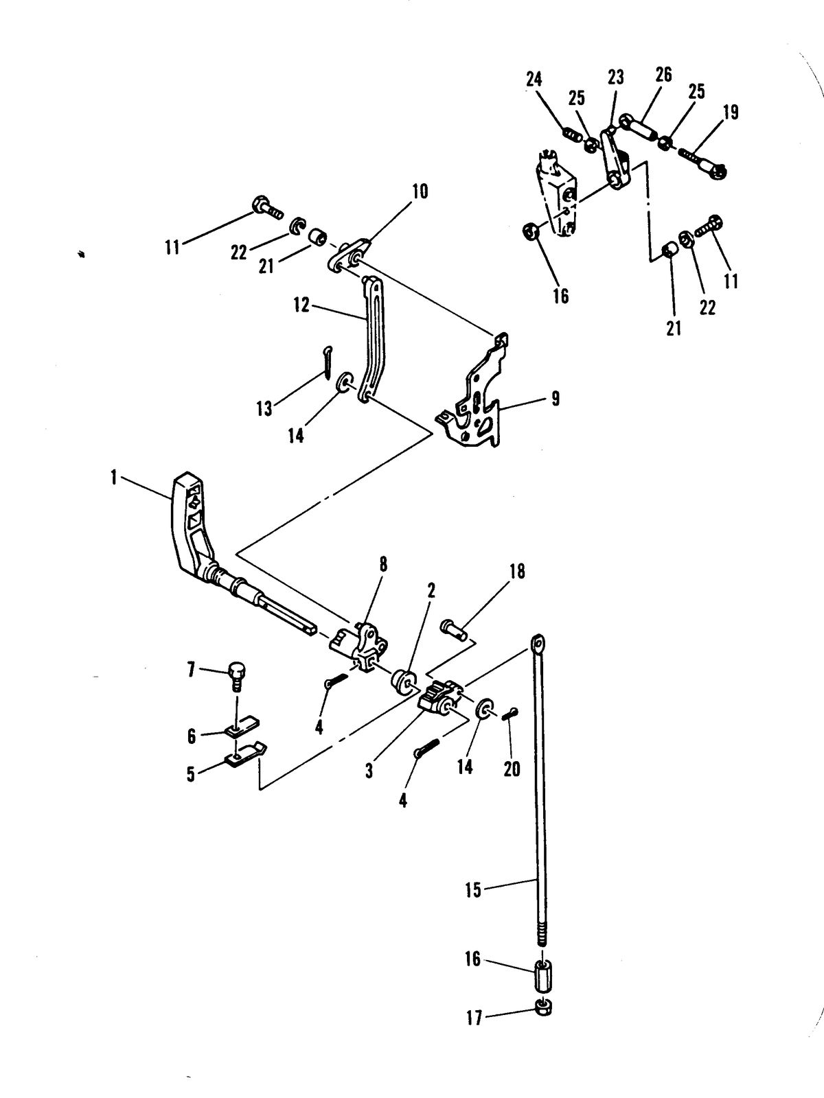 MERCURY/MARINER 15 H.P. W/MARATHON GEAR SHIFT LINKAGE