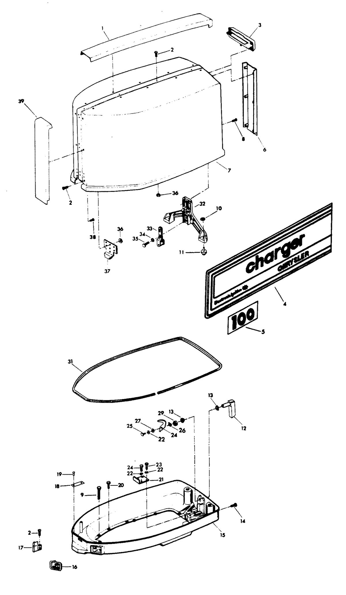 CHRYSLER 100 H.P. ENGINE COVER AND SUPPORT PLATE