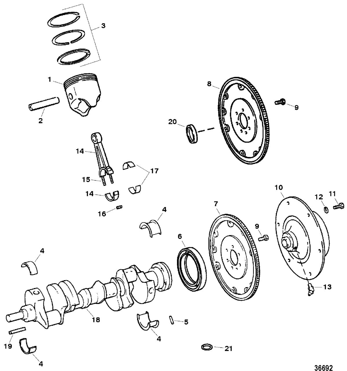 MERCRUISER 540 STROKER 4V Crankshaft, Pistons and Connecting Rods