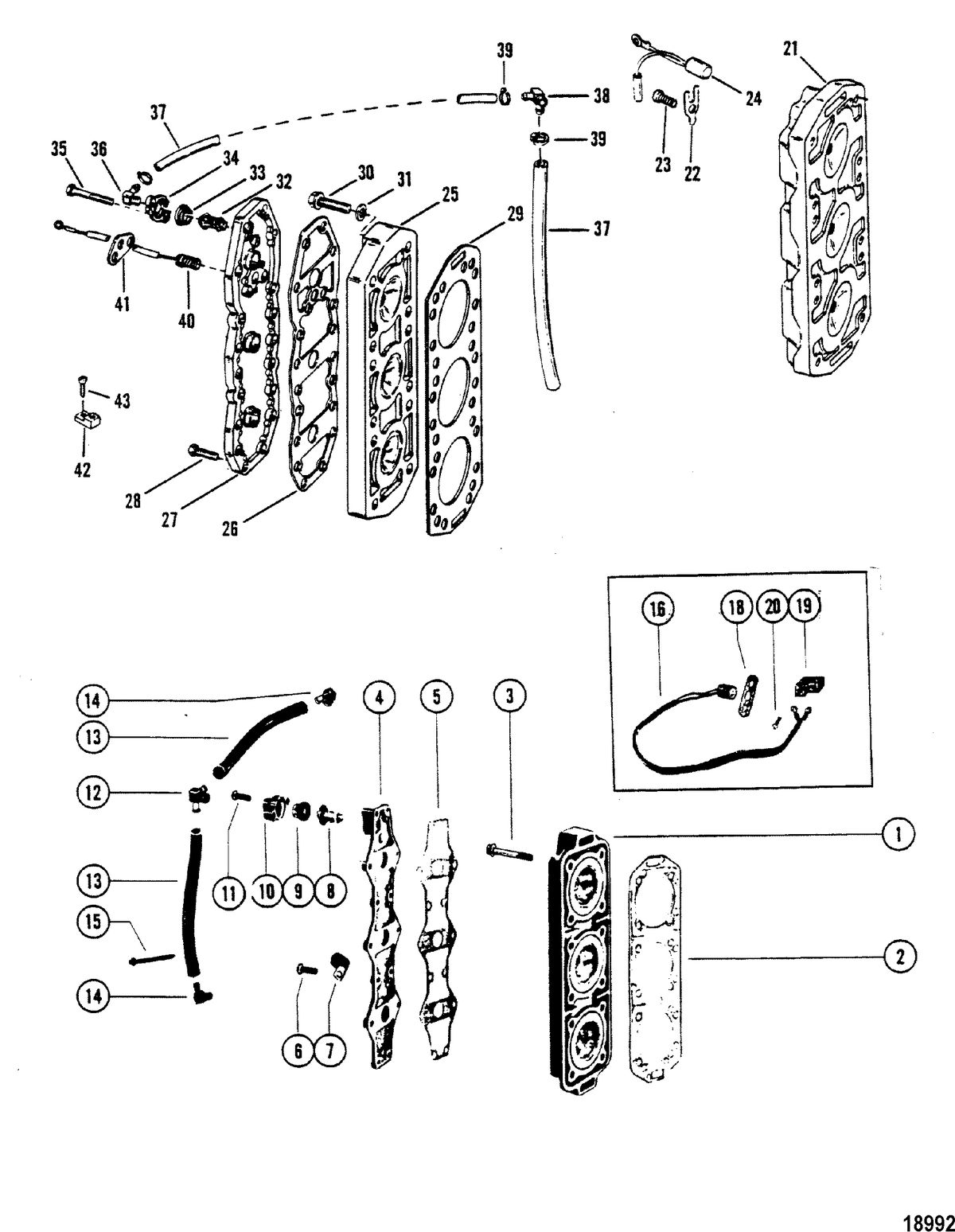 MERCURY/MARINER 200 H.P. (V-6) (1978-1988 COMBINED BOOKS) Cylinder Head