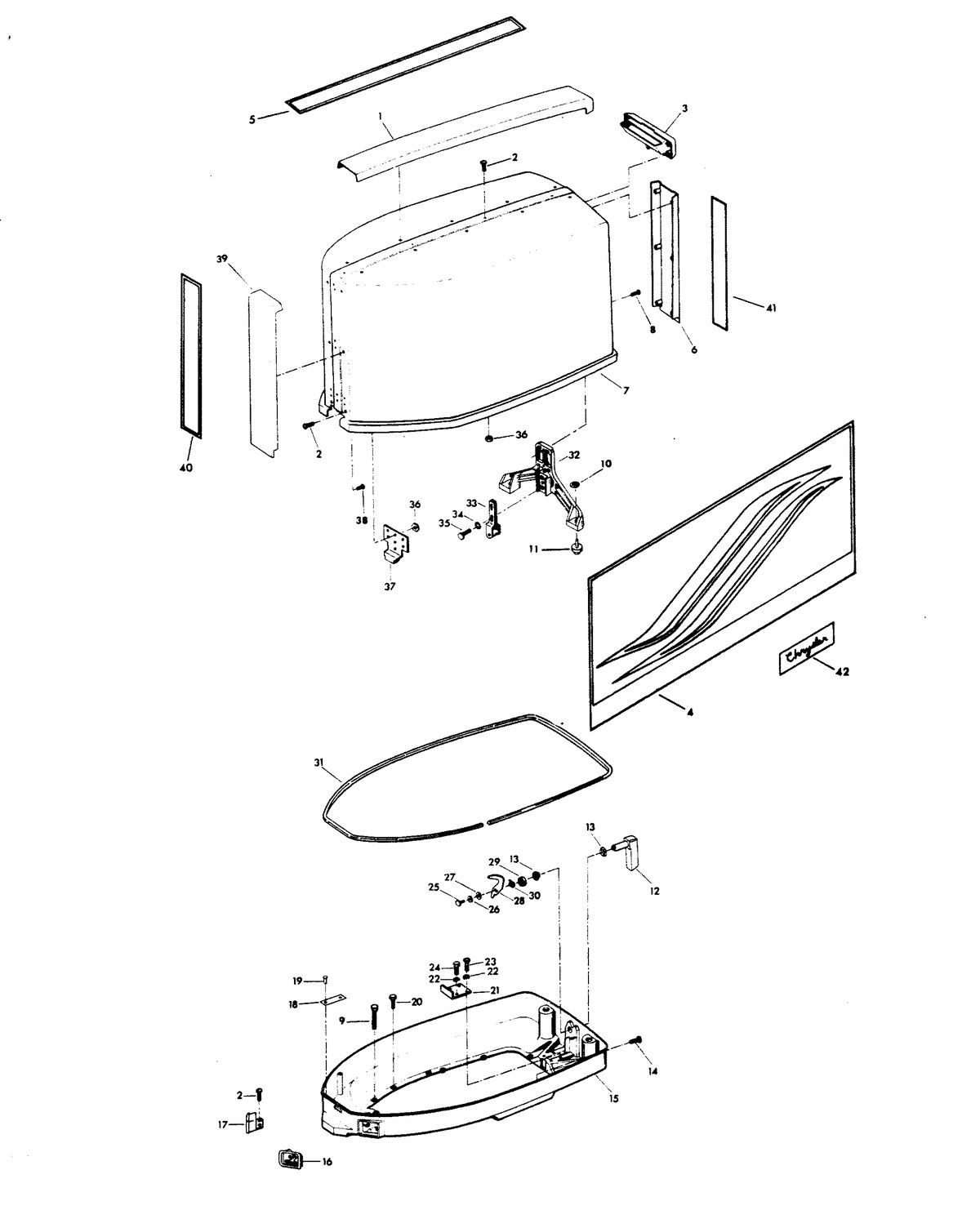CHRYSLER 115 H.P. ENGINE COVER AND SUPPORT PLATE