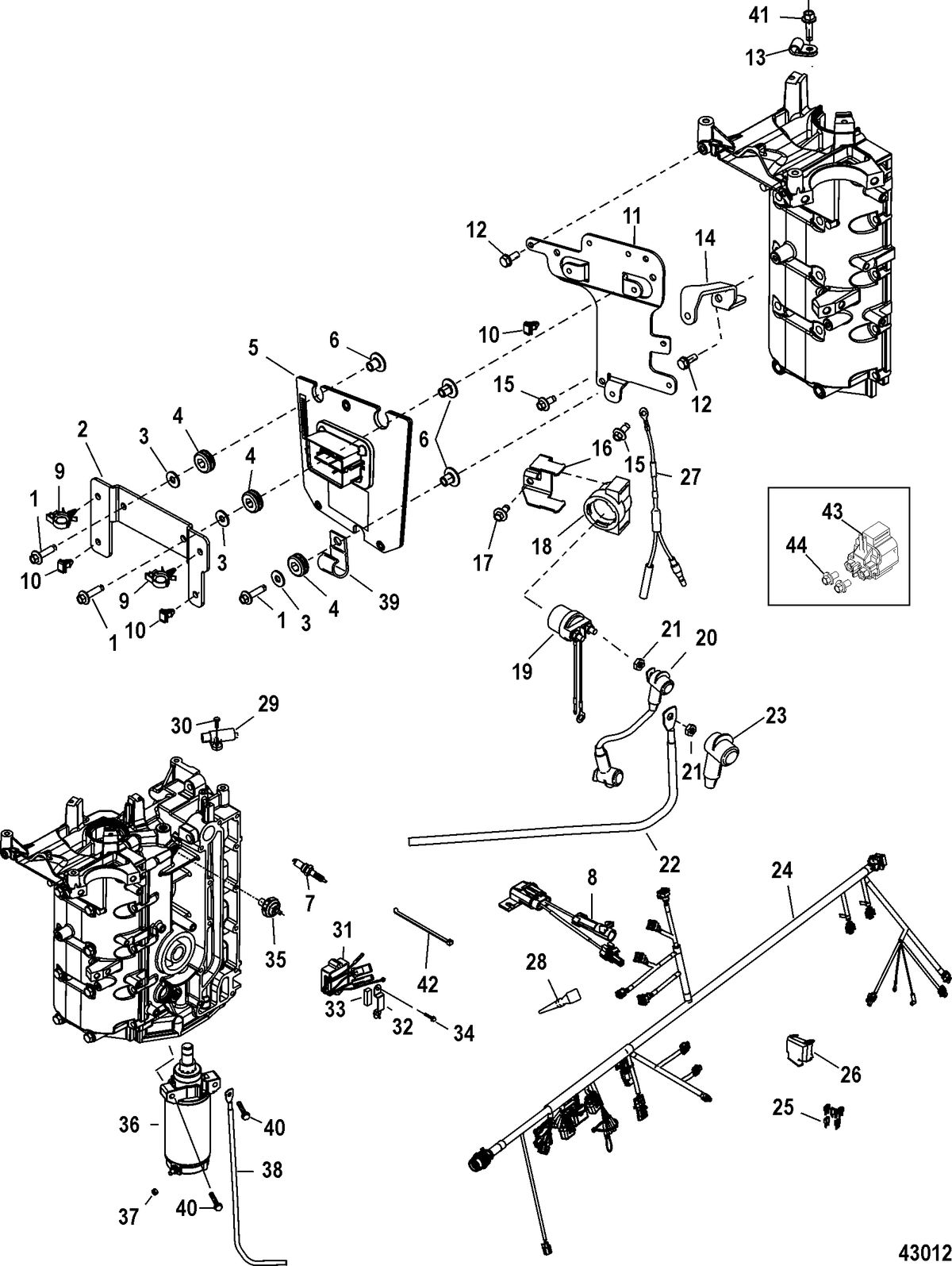 MERCURY/MARINER 40/50/60/JET 40 EFI - 4 CYLINDER  4-STROKE Electrical Components, 1C104424/0P560350 and Up