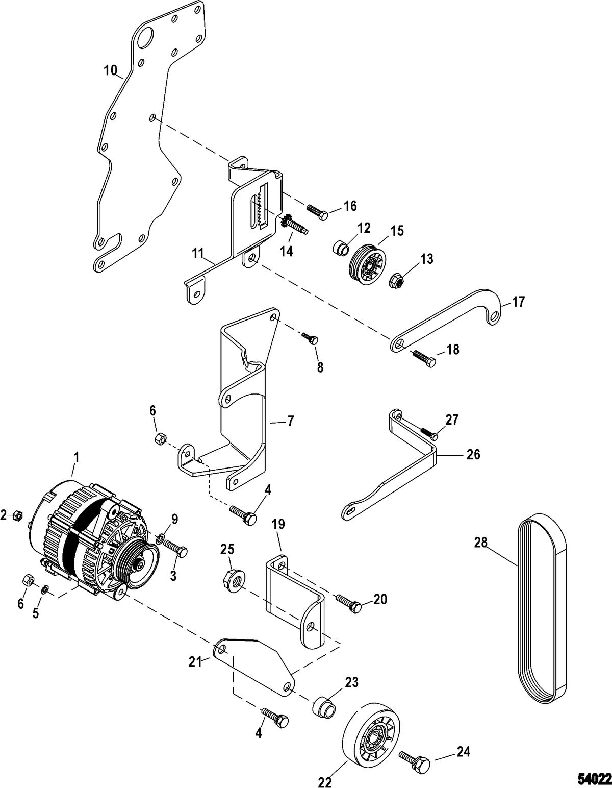 MERCRUISER 385 PERFORMANCE TUNED Alternator And Brackets