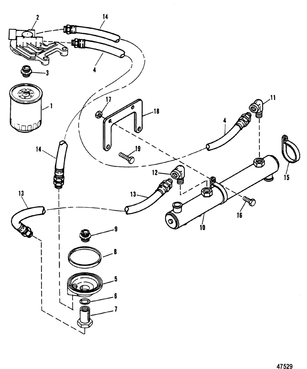 MERCRUISER 502 MAGNUM BRAVO ENGINE (GEN V) OIL FILTER AND ADAPTOR