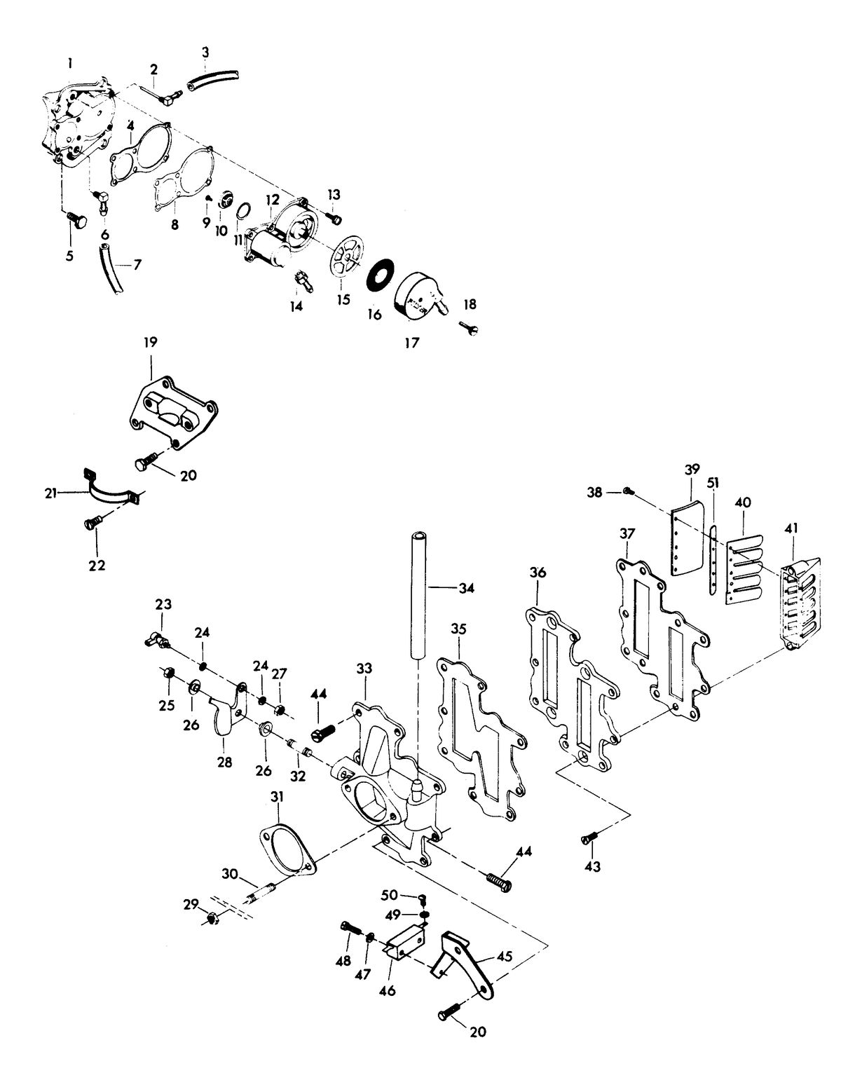CHRYSLER 115 H.P. TWIN FUEL PUMP AND REED PLATE