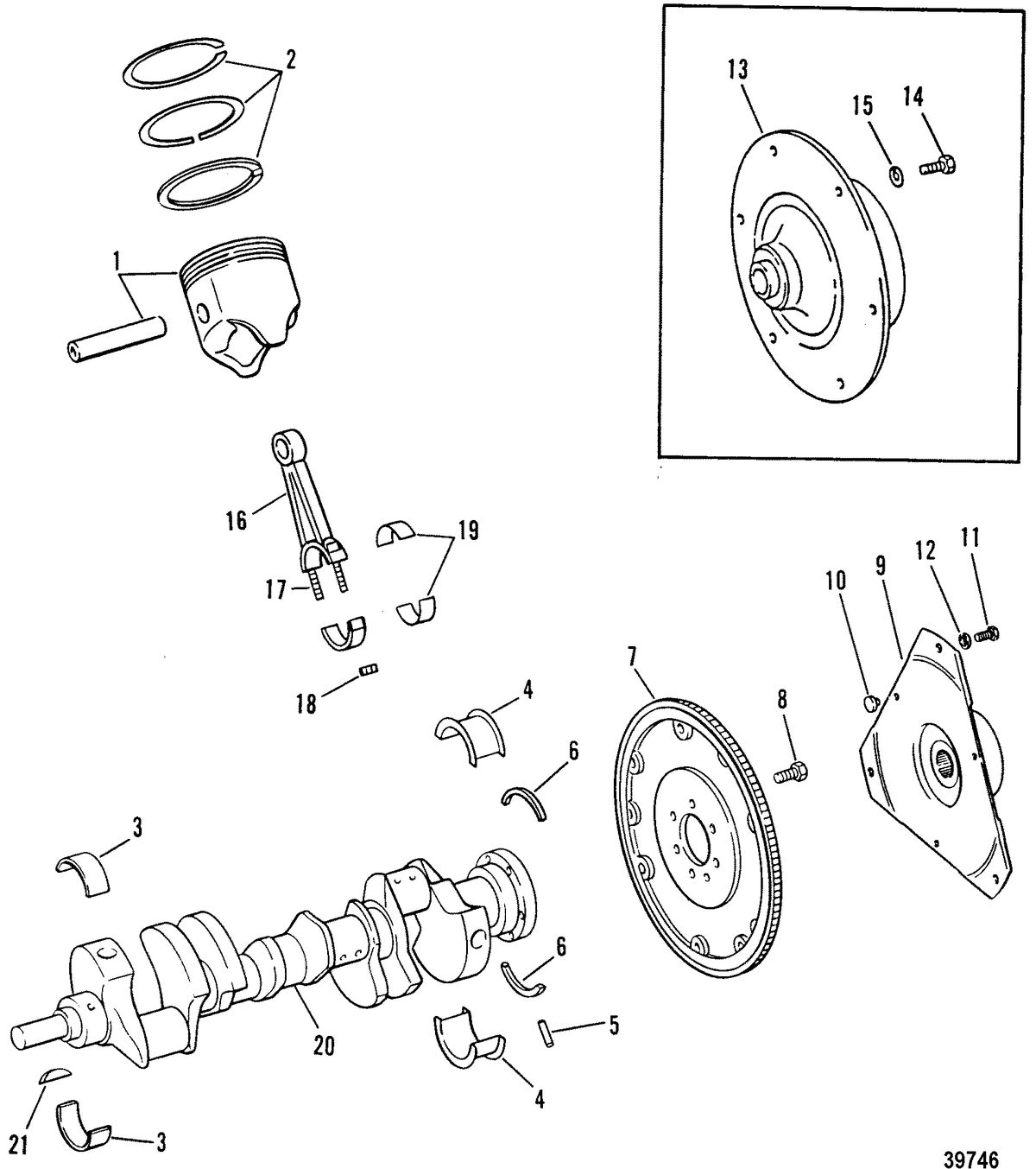 MERCRUISER 7.4L BRAVO CRANKSHAFT, PISTONS AND CONNECTING RODS