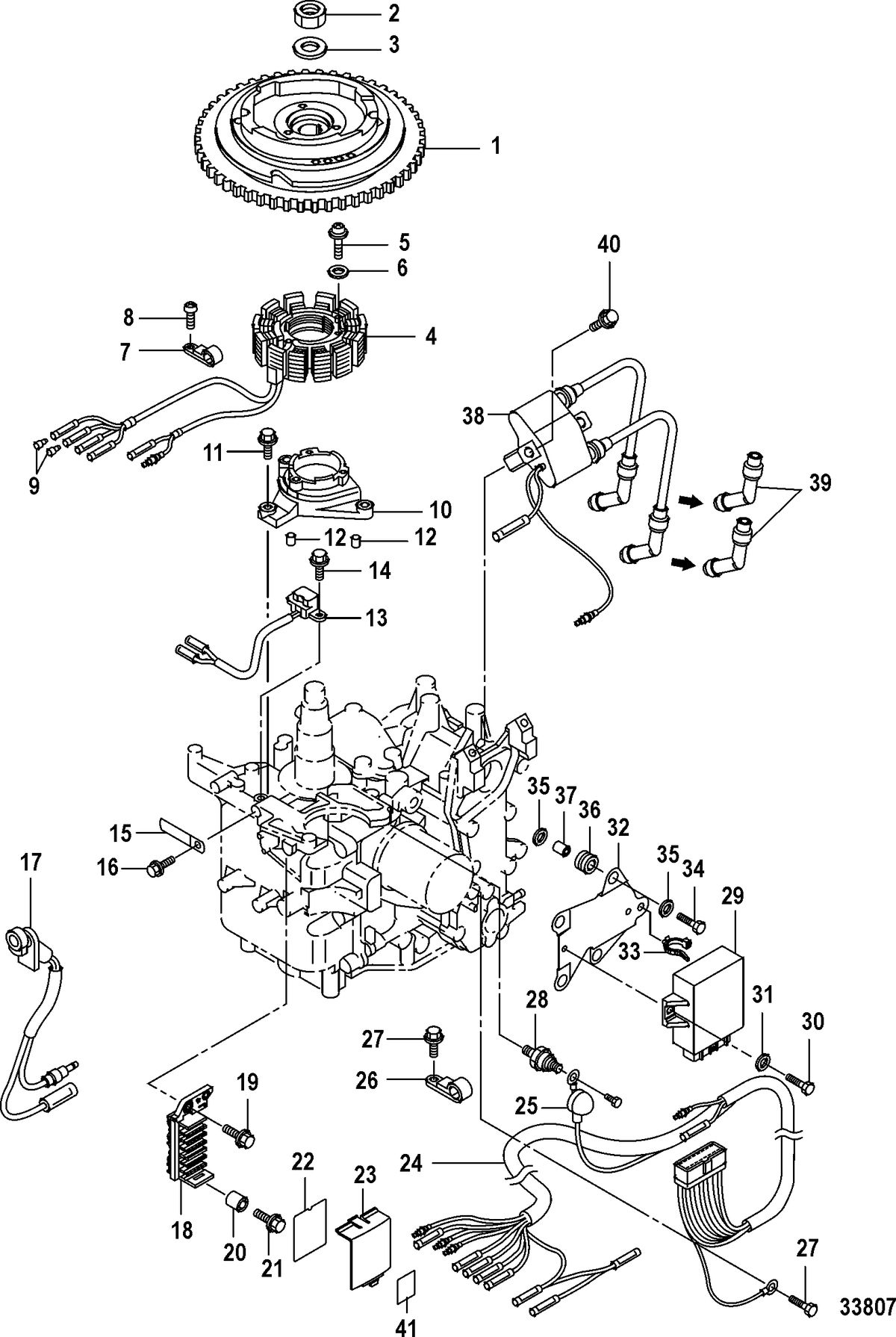 MERCURY/MARINER 15/20 CARBURETOR/2 CYLINDER/4-STROKE Flywheel/Ignition Coil