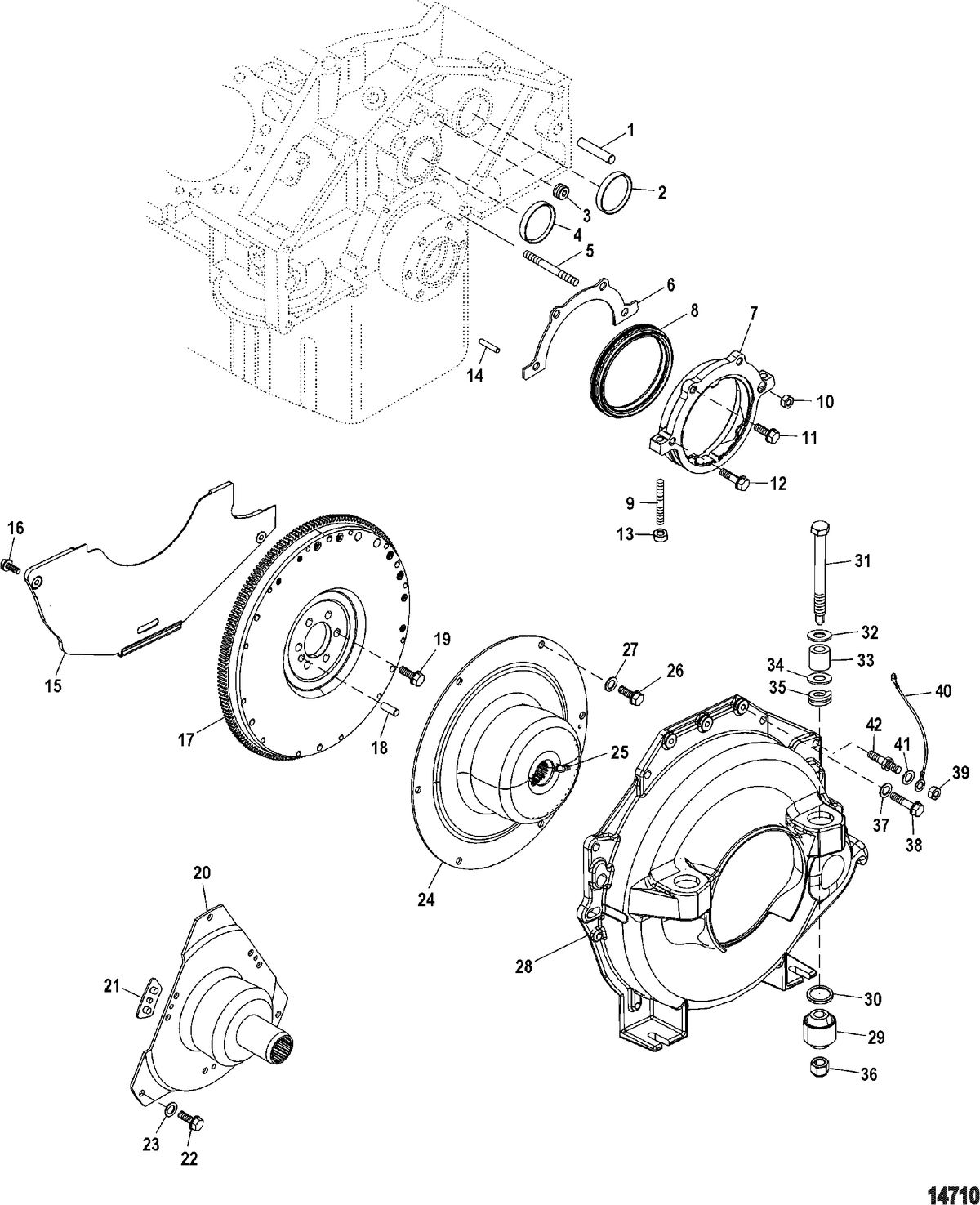 MERCRUISER 5.0L,350 MAG,MX 6.2L MPI STERNDRIVE Cylinder Block-Flywheel Housing
