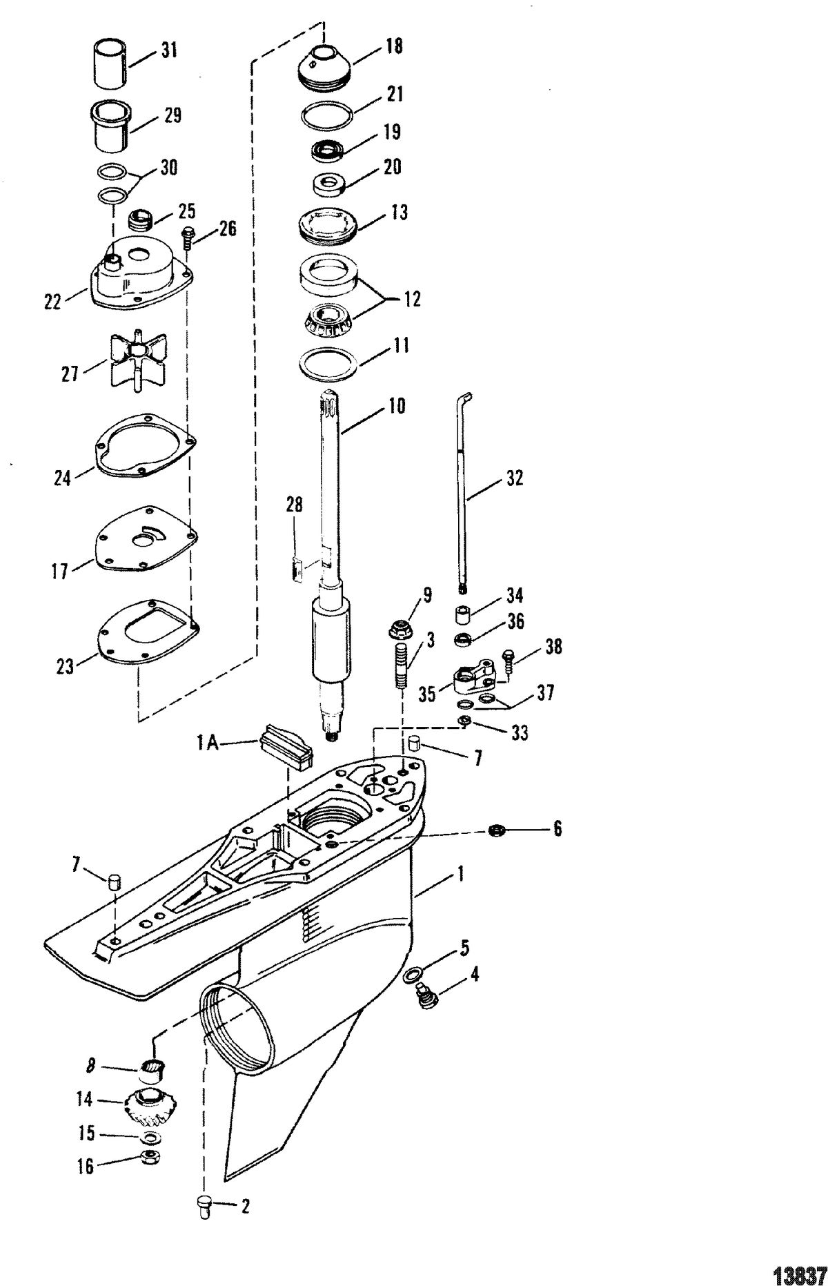 MERCRUISER ALPHA ONE GEN II STERNDRIVE AND TRANSOM ASSEMBLY Gear Housing, Driveshaft - Standard Rotation