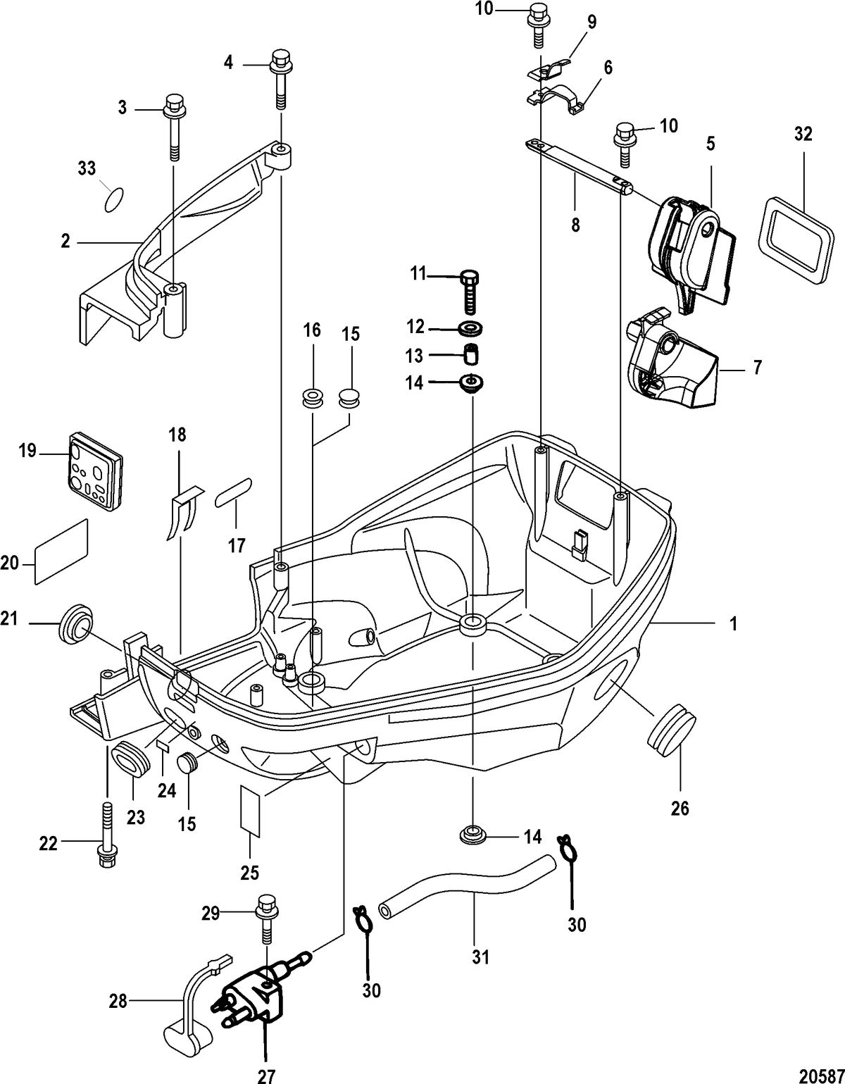 MERCURY/MARINER 25/30/JET 25 EFI/3 CYLINDER 4-STROKE Bottom Cowl