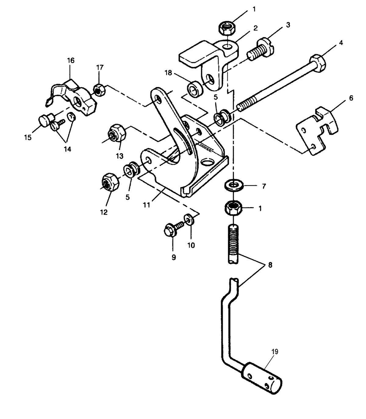FORCE FORCE 1991 90 H.P. "A" MODELS GEAR SHIFT LINKAGE