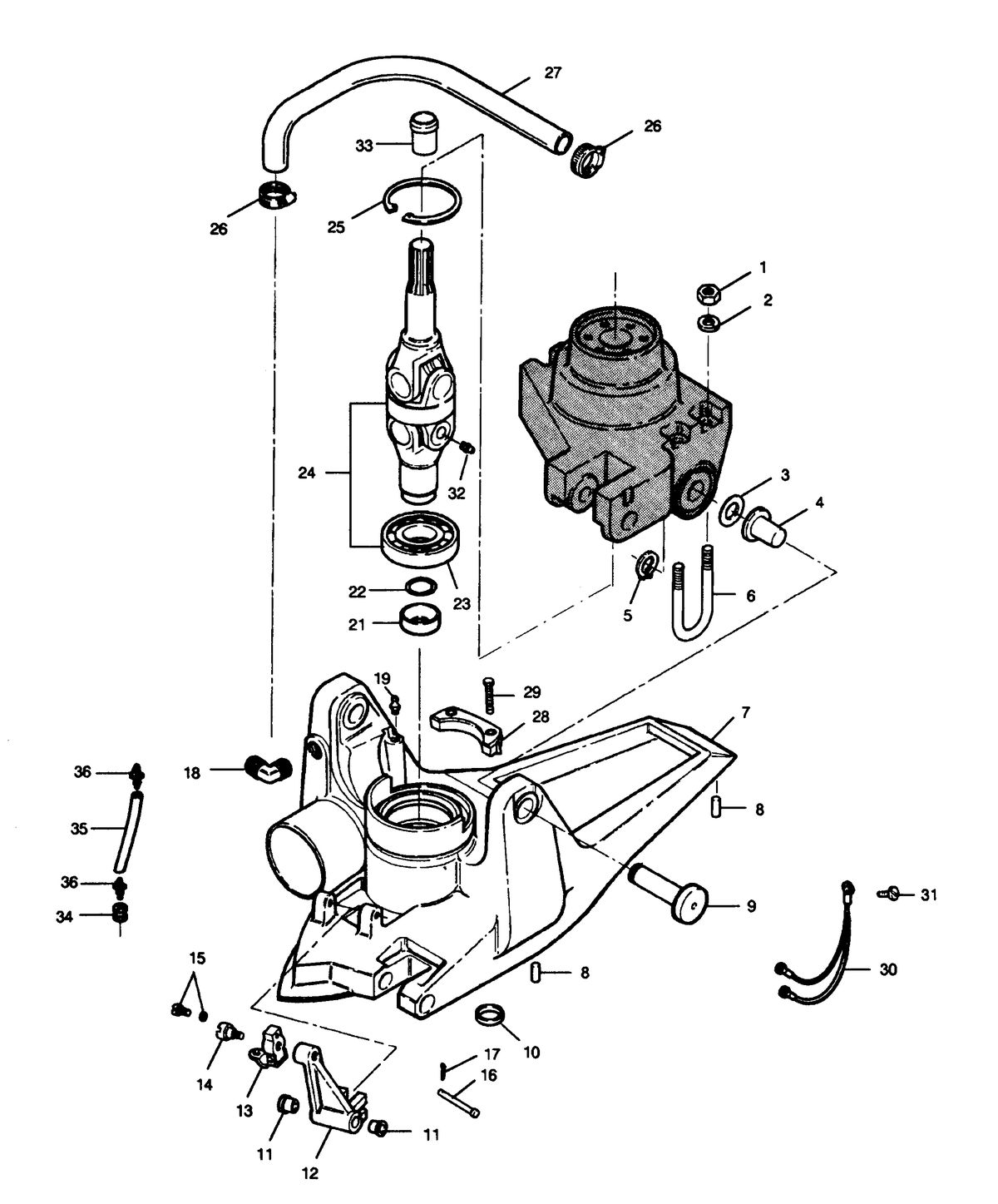 FORCE FORCE 1991 90 H.P. "B" MODELS U-JOINT AND HOUSING