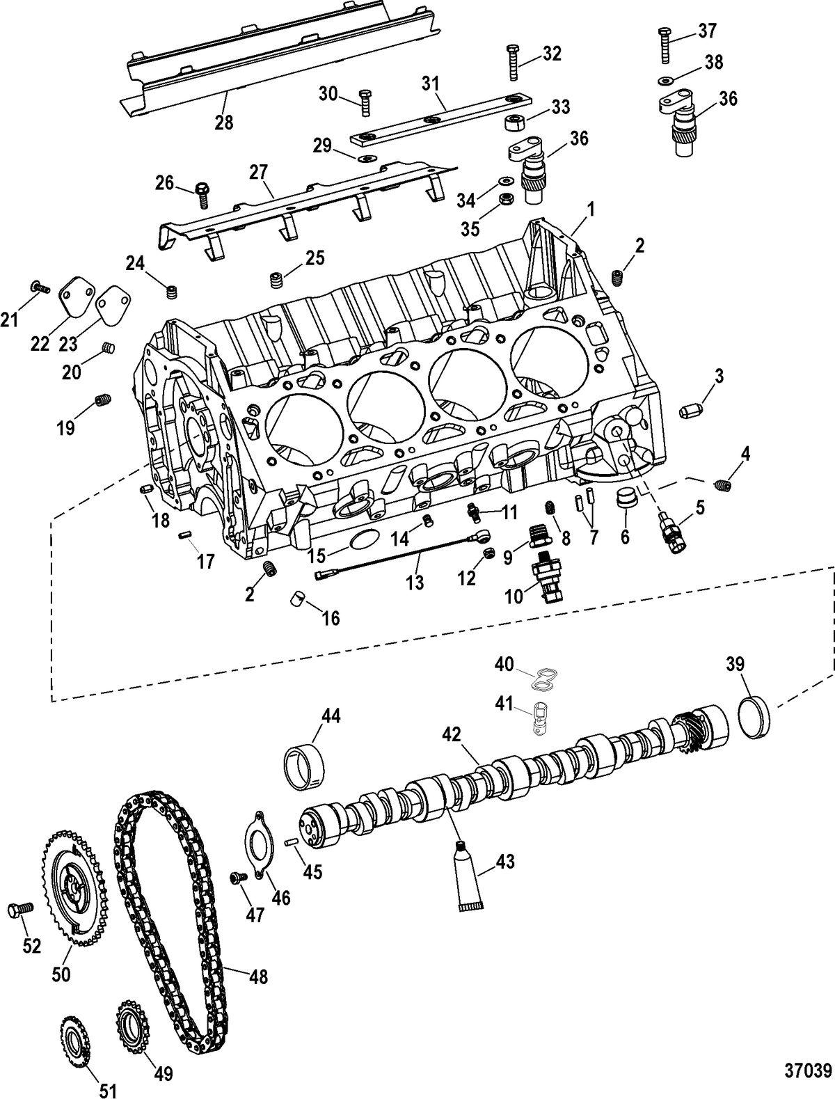 RACE STERNDRIVE 600 SCI Engine Components(Cylinder Block And Camshaft)