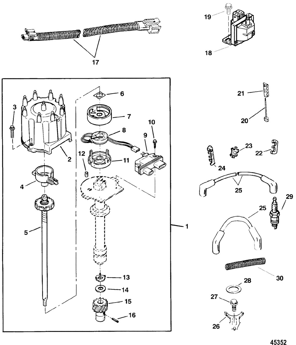 MERCRUISER 5.7L EFI (MIE)TBI (GEN+) DISTRIBUTOR AND IGNITION COMPONENTS