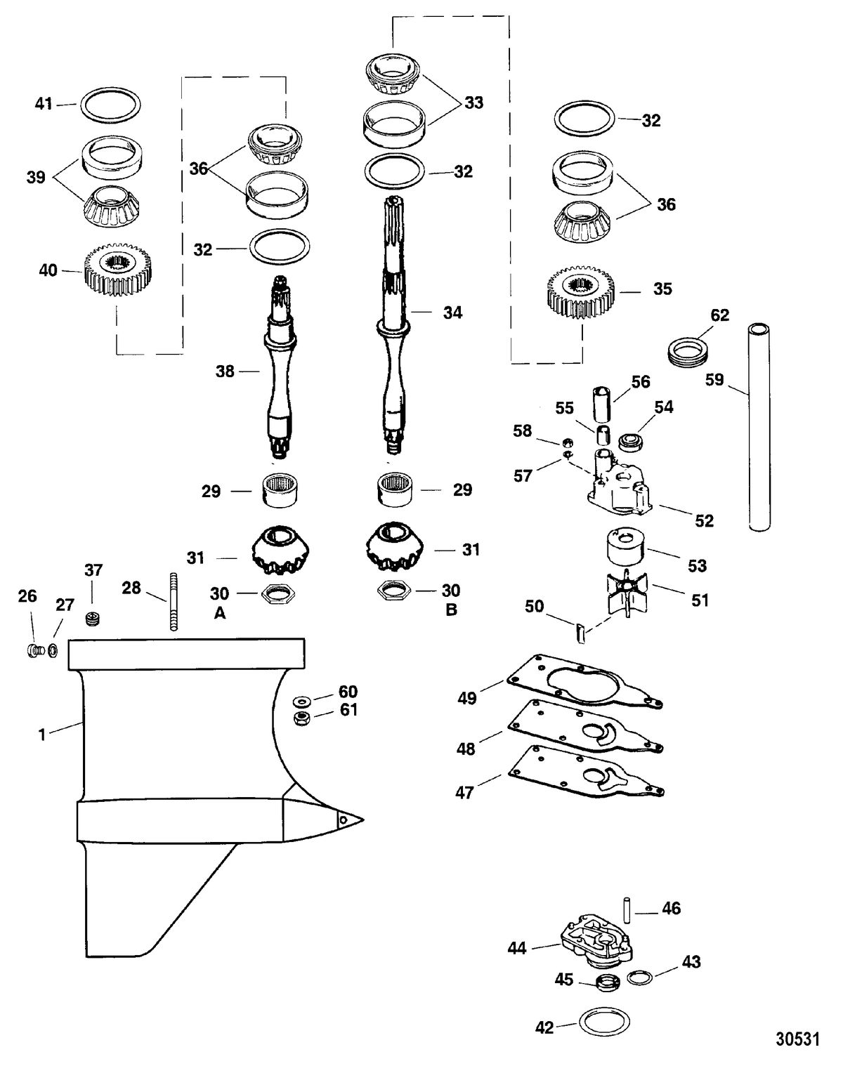 RACE OUTBOARD SST 120 S2000 CARB GEAR HOUSING(DRIVESHAFT)(IV SSM)